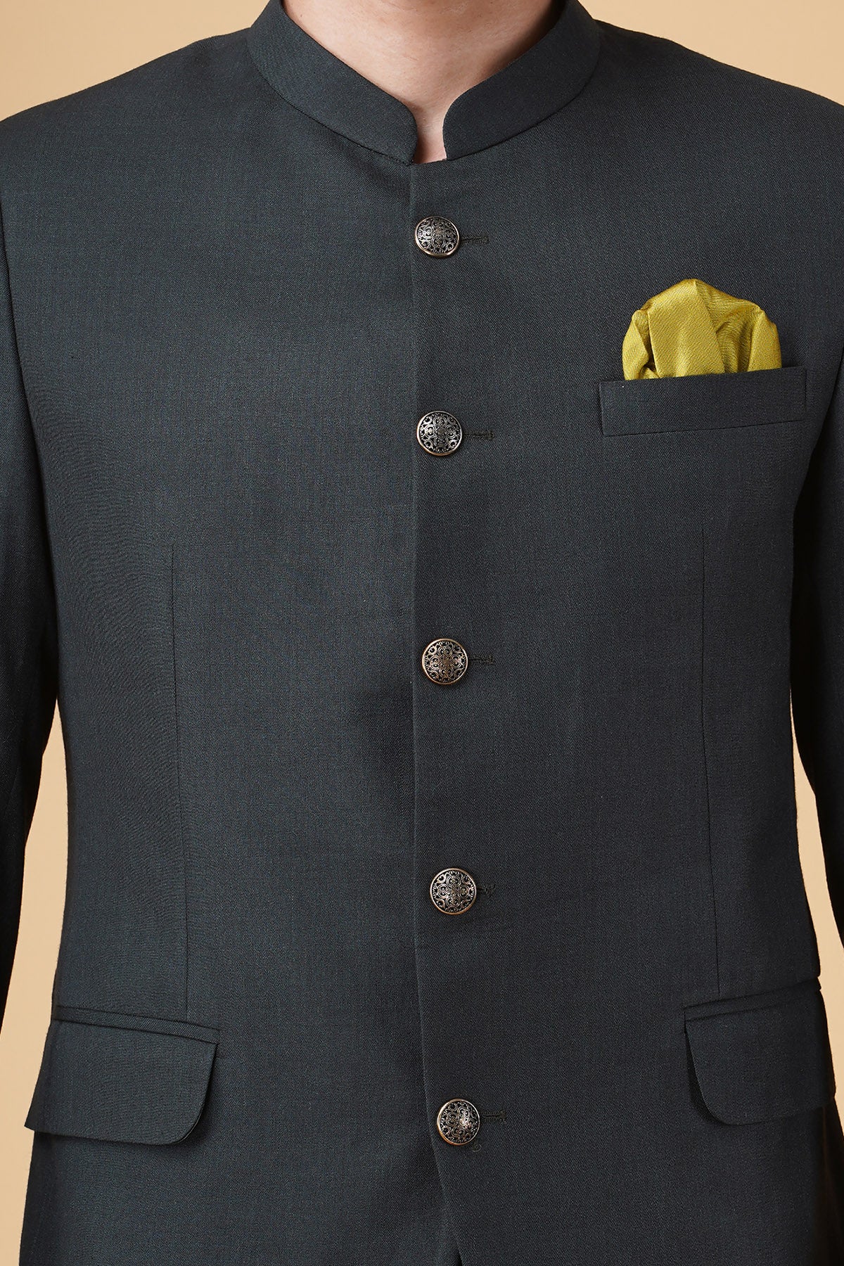 Green Terry Rayon Bandhgala Set