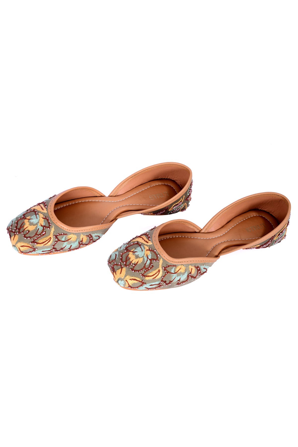 Strut Green Thread Embroidered Jutti Accessories online at ScrollnShops