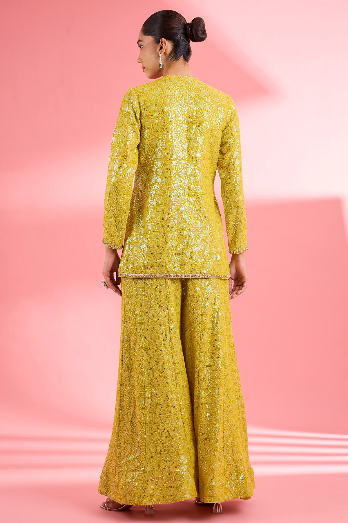 Green Thread Sequins Kurta Set
