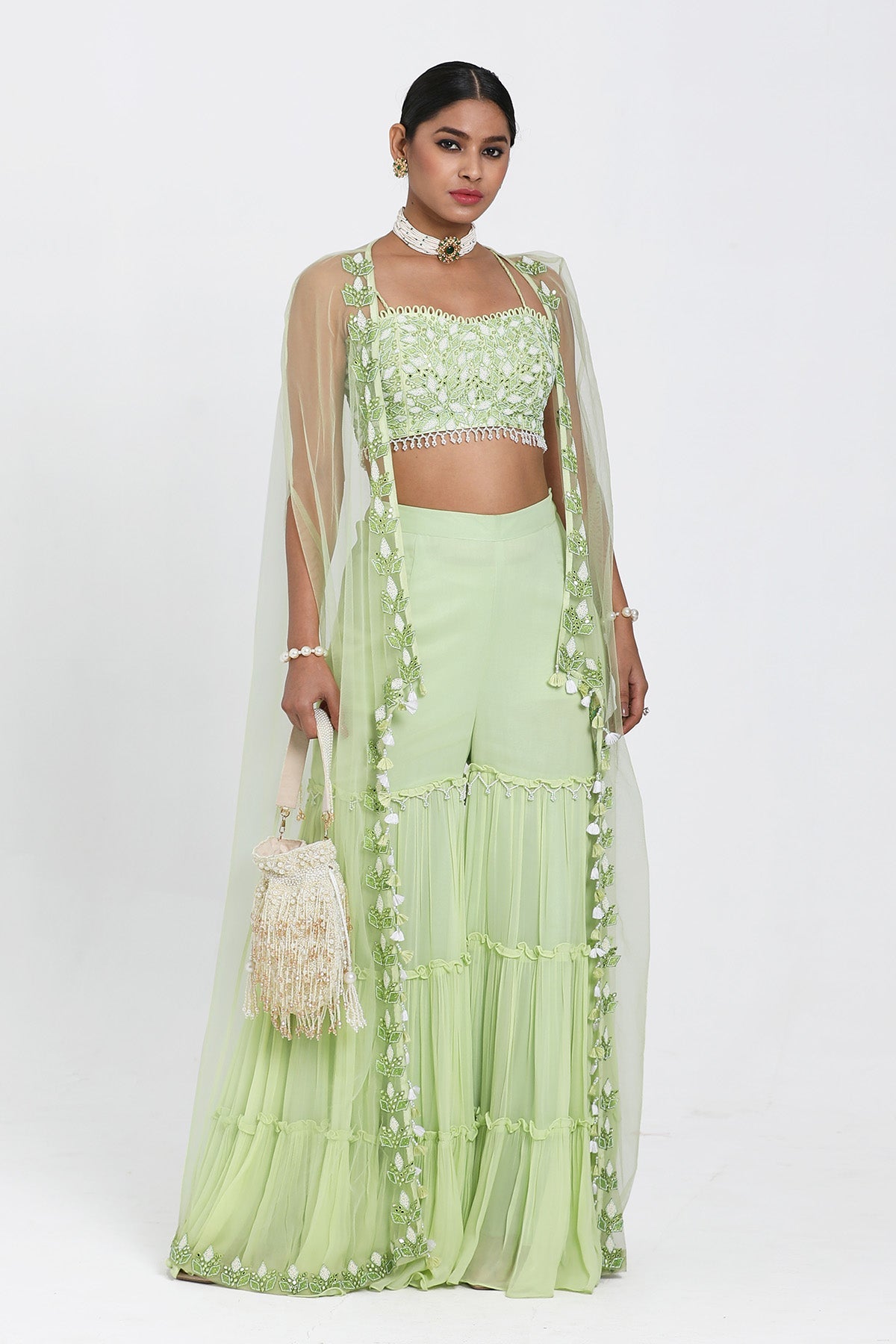 Buy Green Thread Work Sharara Set by Nitisha Kashyapi for women online at ScrollnShops