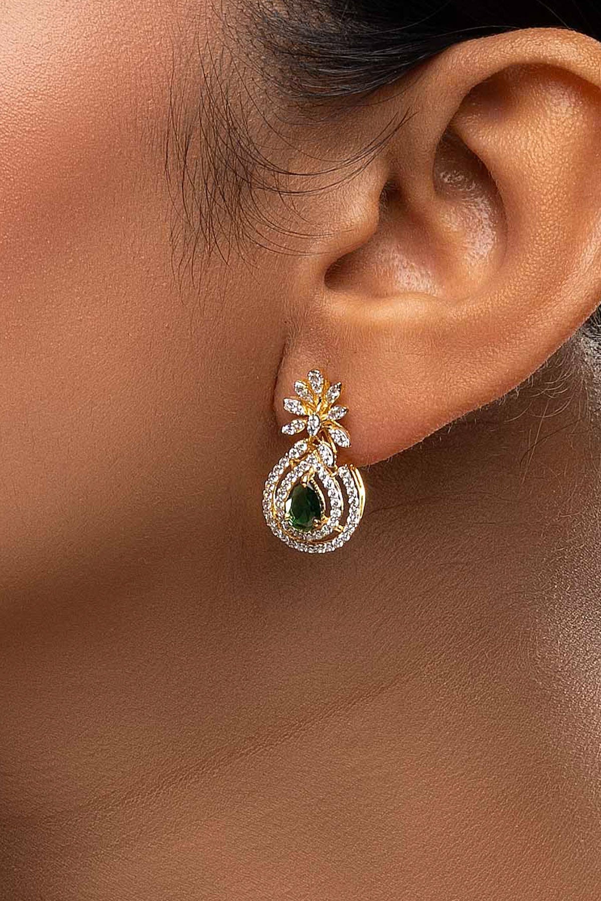 Buy Green Tree Drop Stud Earrings for women by Sica online available at scrollnshops