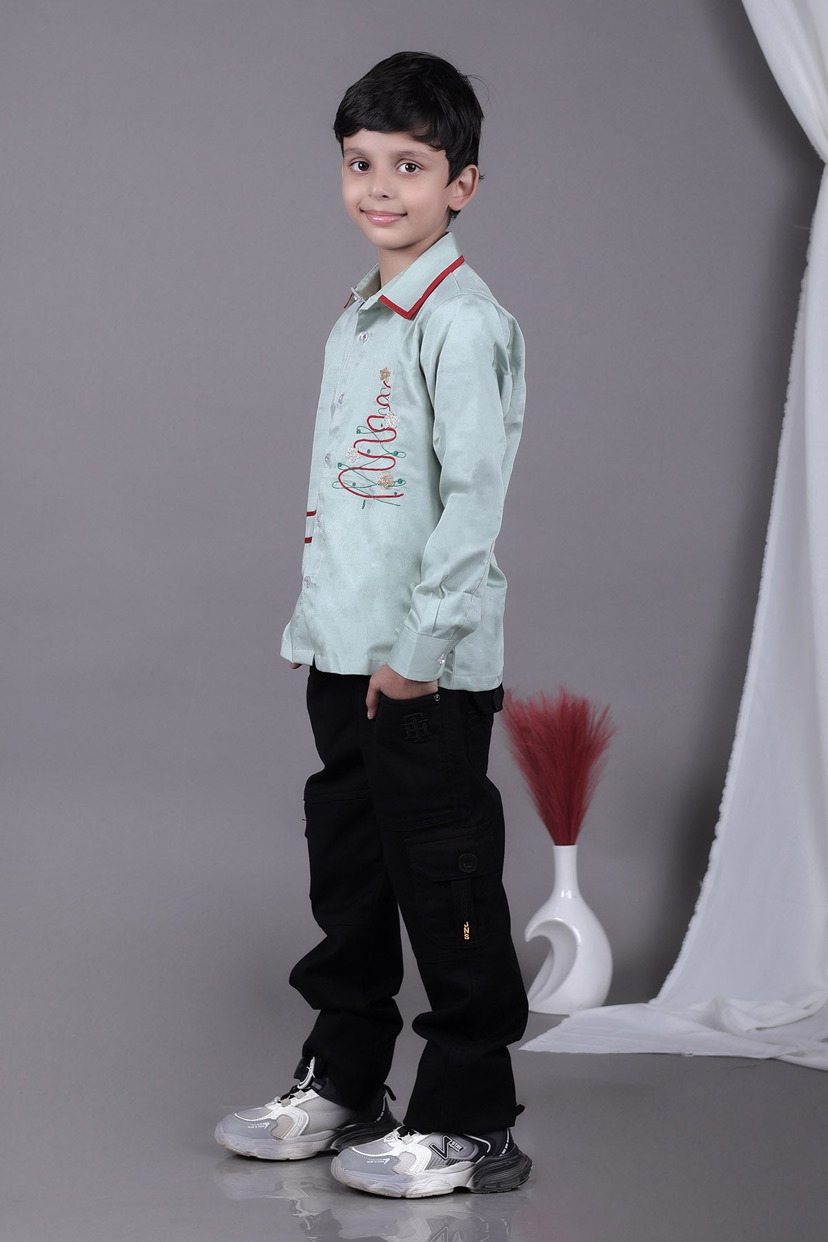 Green Tree Embroidered Shirt