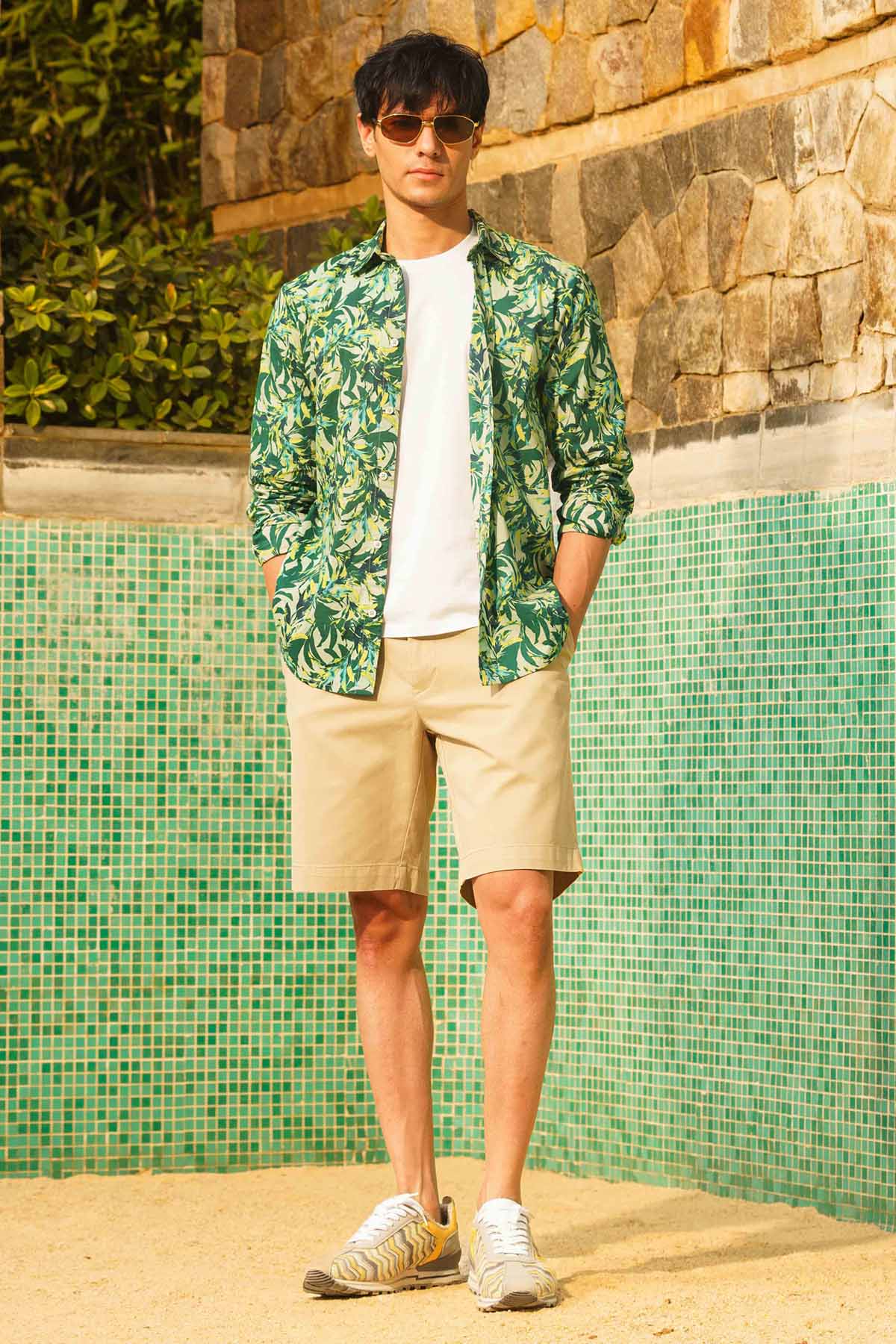 Green Tropical Printed Shirt