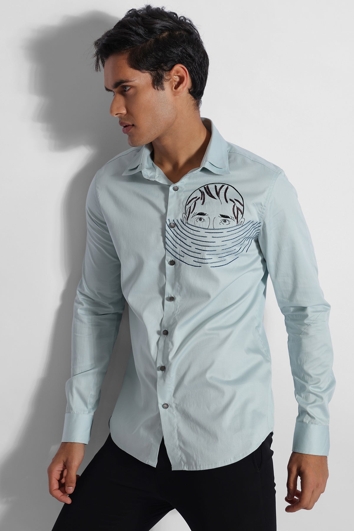 Buy Green Turkish Thread Work Shirt for men by Paarsh Atelier online available at scrollnshops