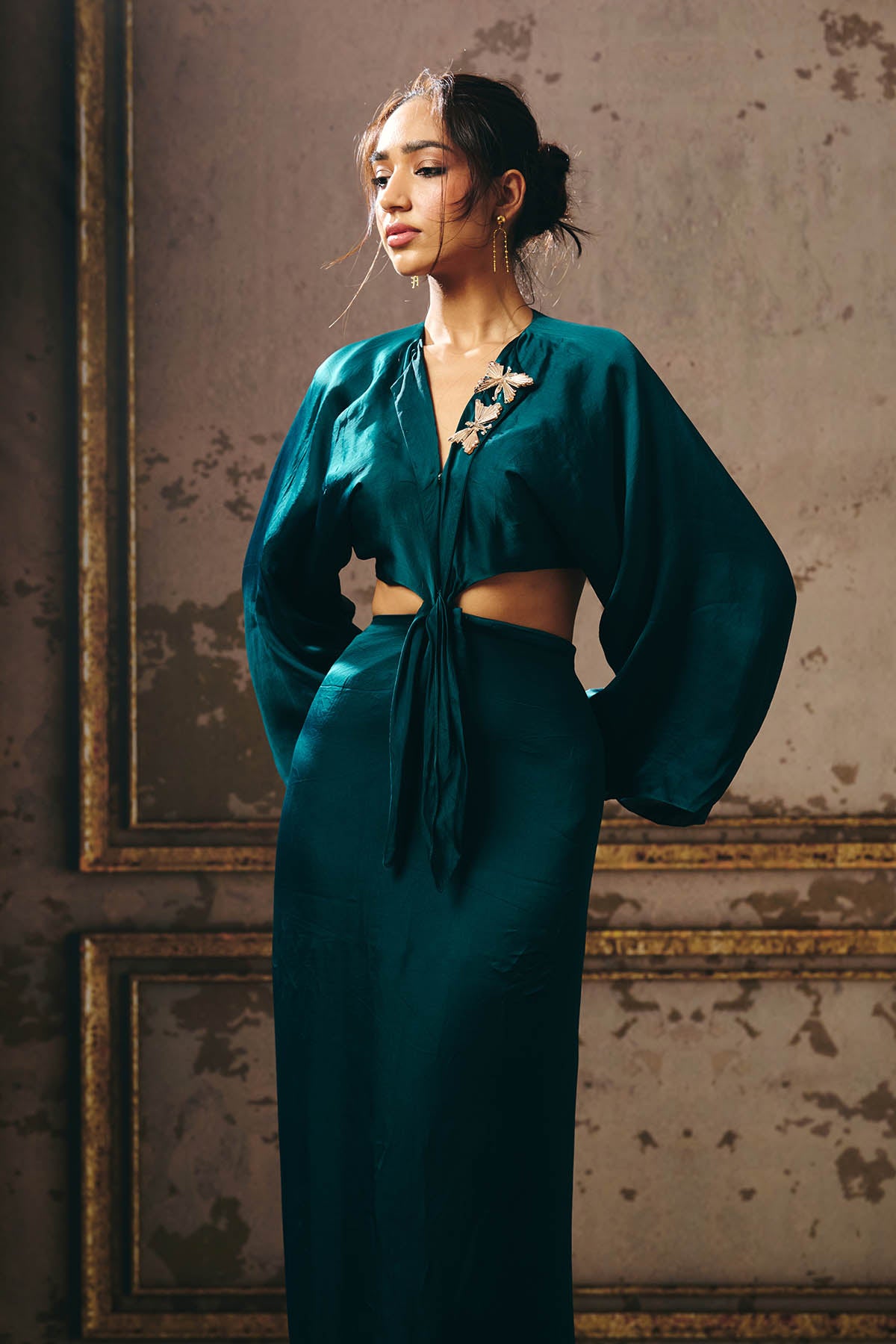 Green Twisted Cut-Out Maxi Dress