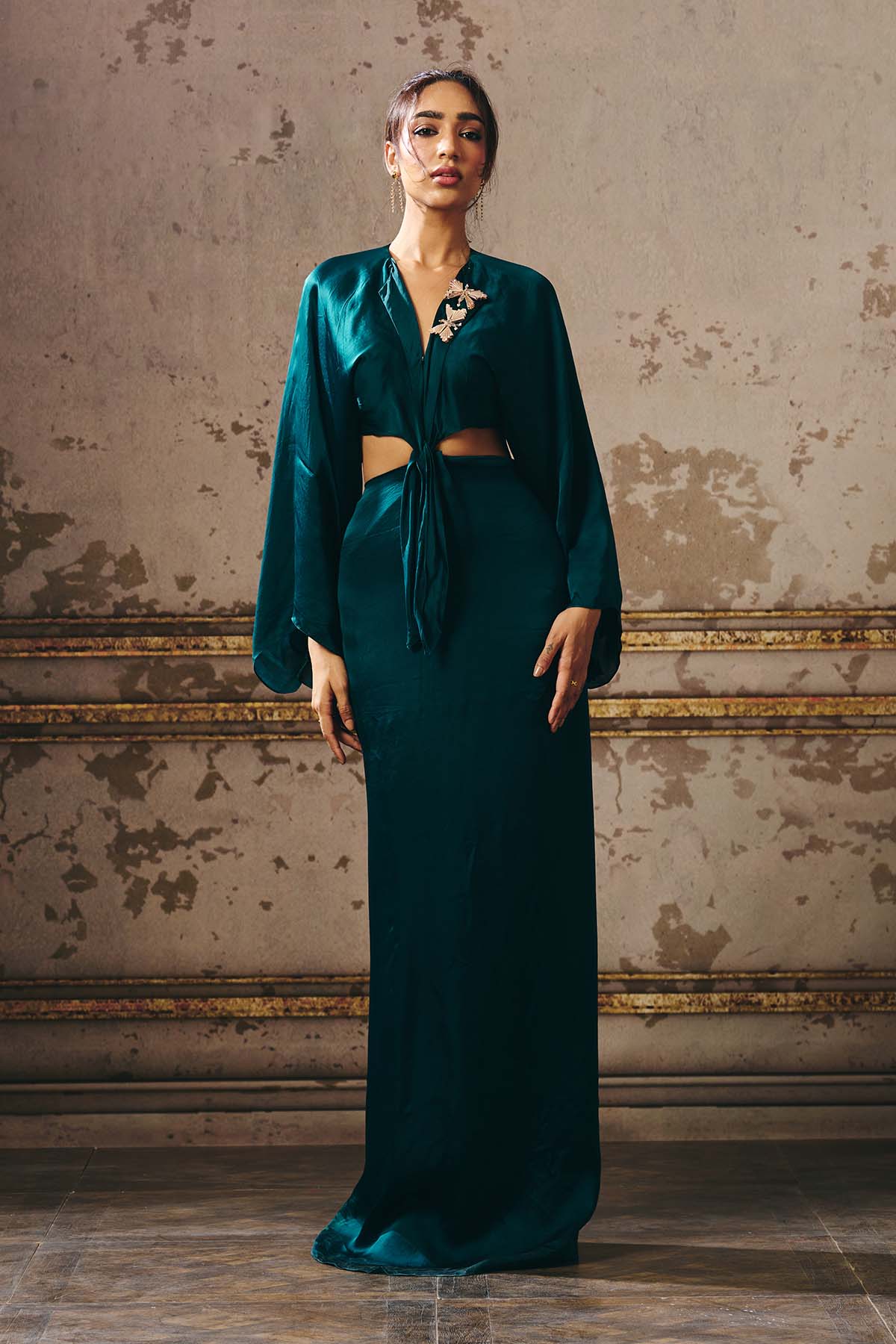 Green Twisted Cut-Out Maxi Dress