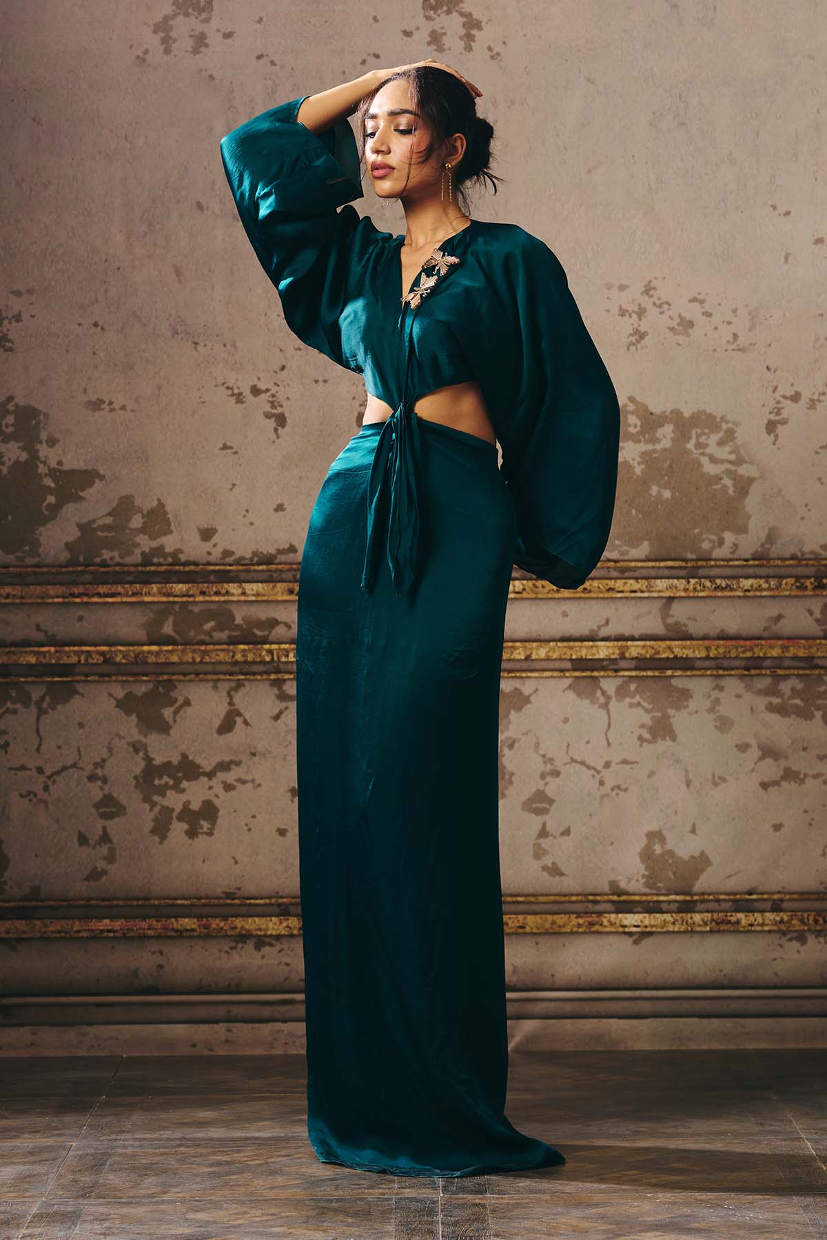 Green Twisted Cut-Out Maxi Dress