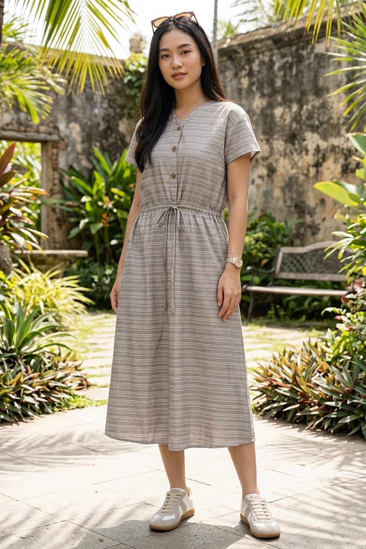 Buy Green Umber Drawstring Dress for women by Sneha B online available at scrollnshops