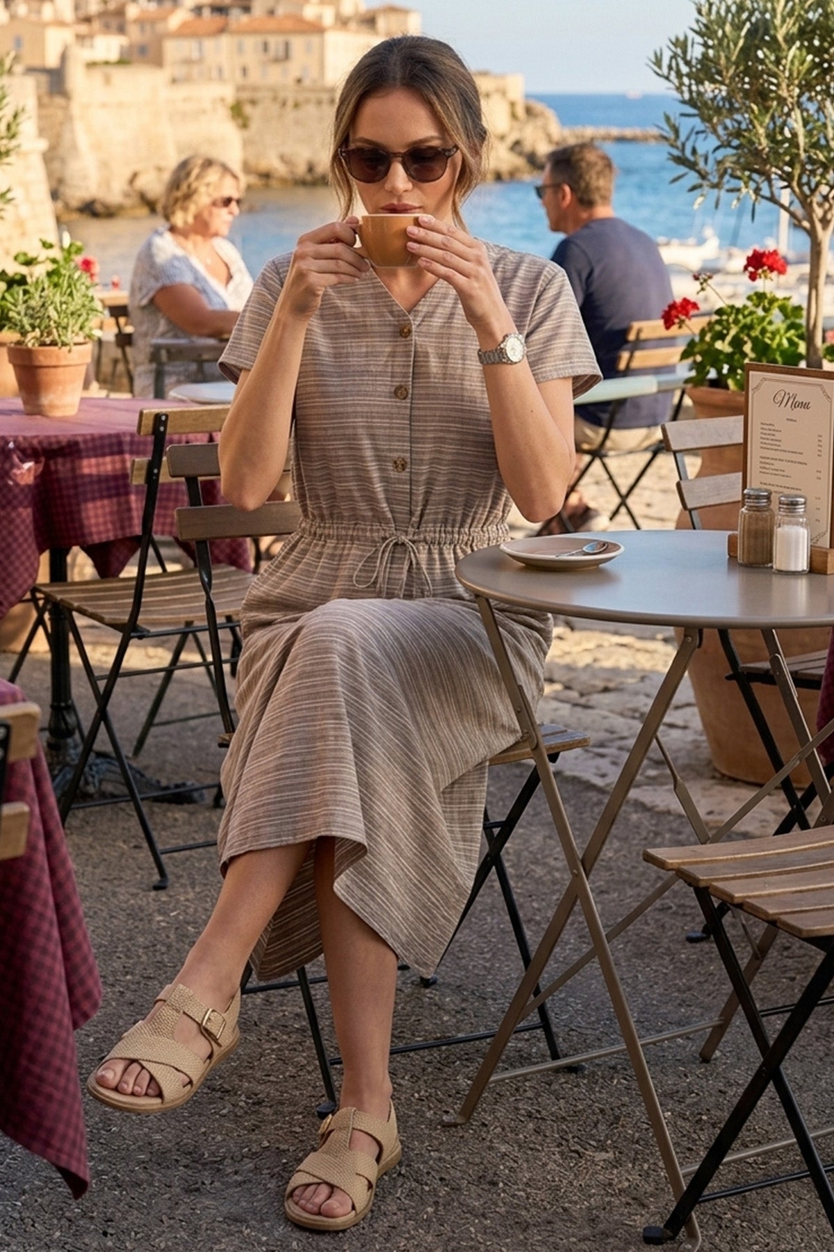 Green Umber Drawstring Dress