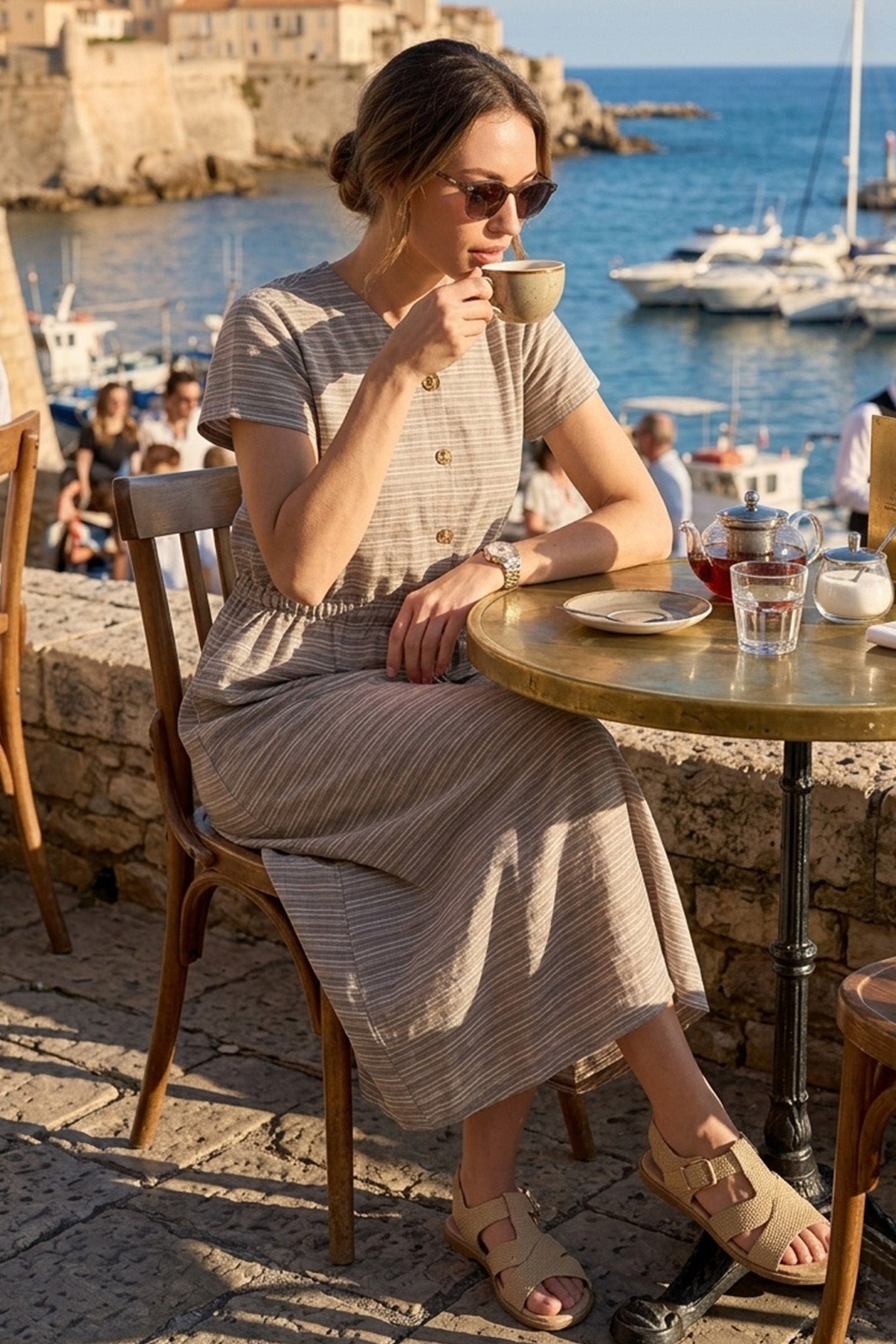 Green Umber Drawstring Dress