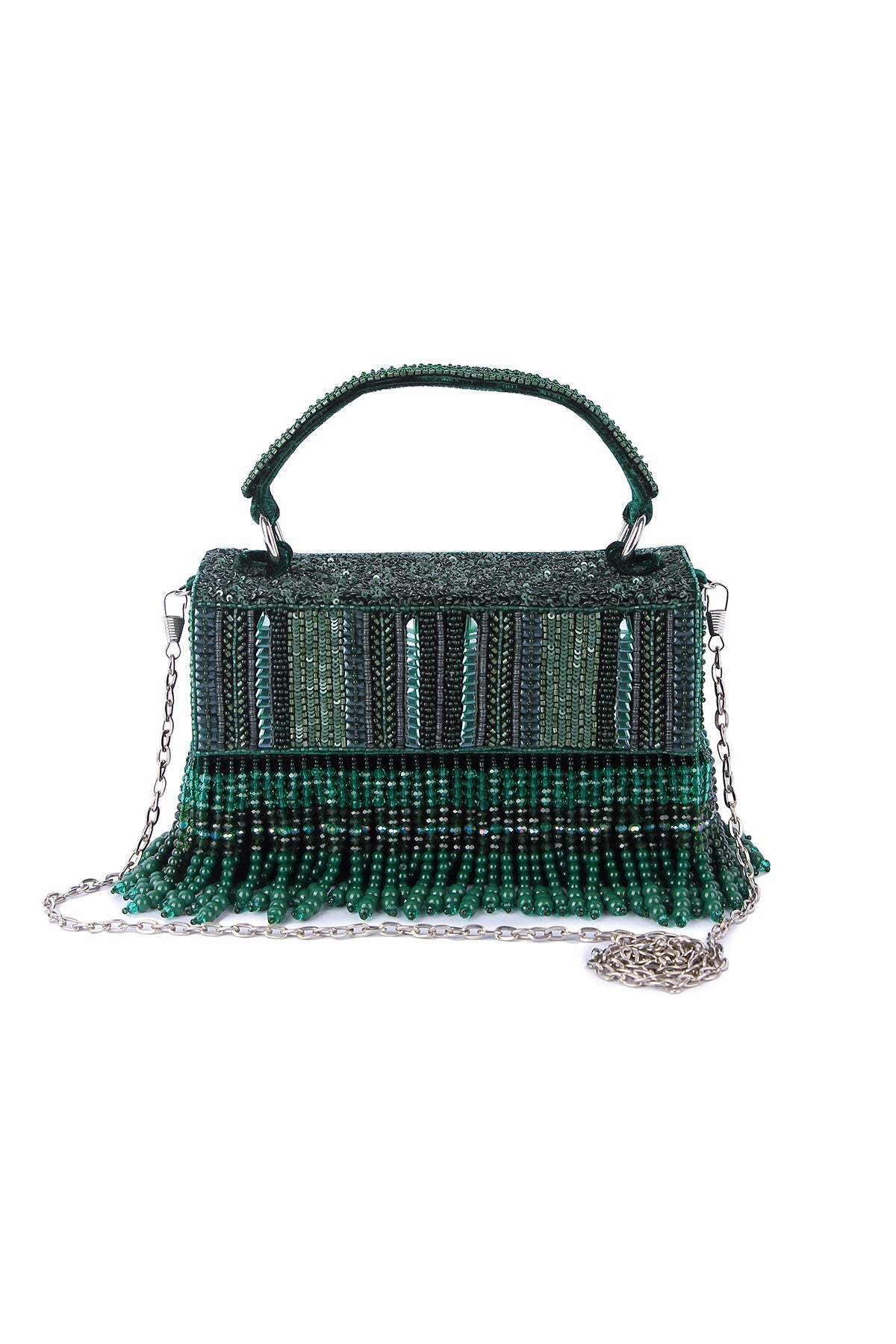 Buy Green Velvet Embroidered Clutch for women by the Purple sack online available at scrollnshops