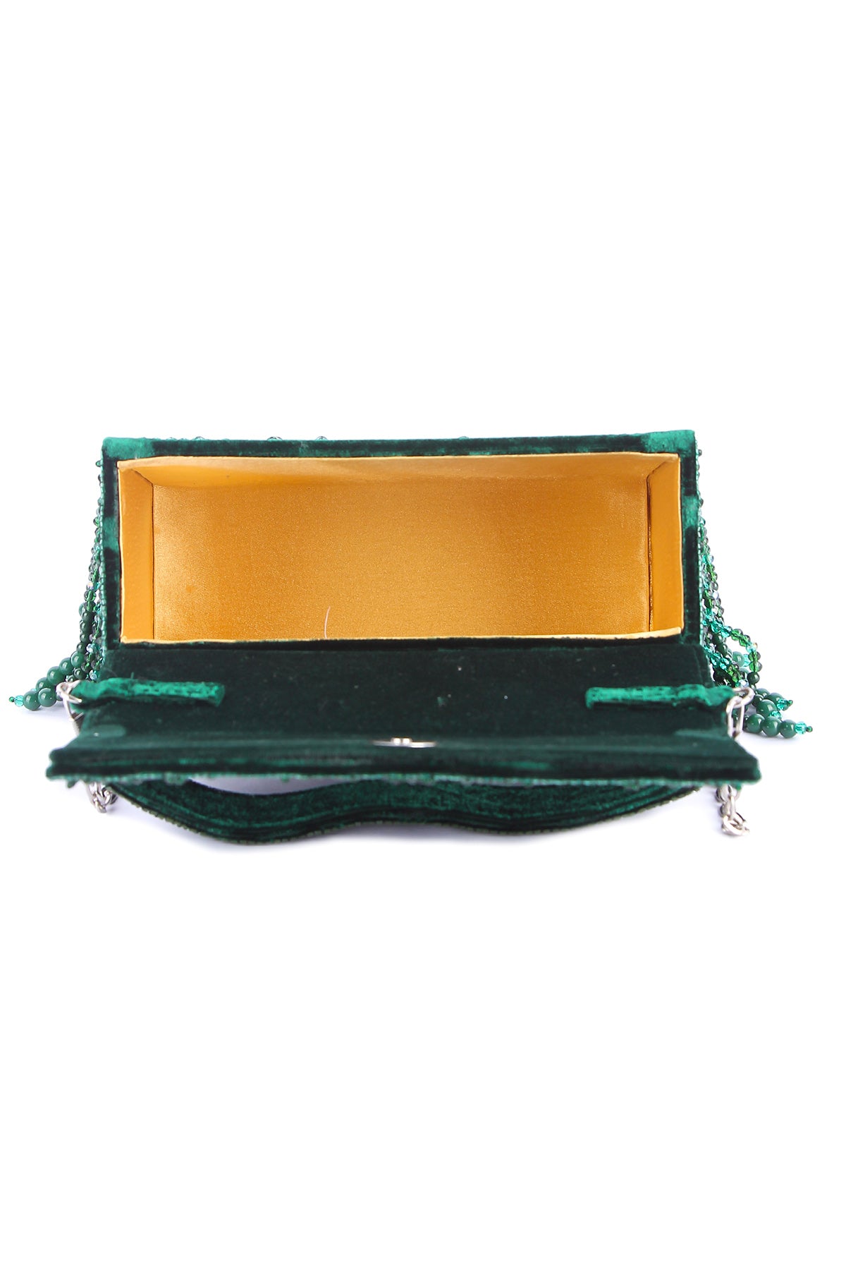 Green Velvet Embroidered Clutch