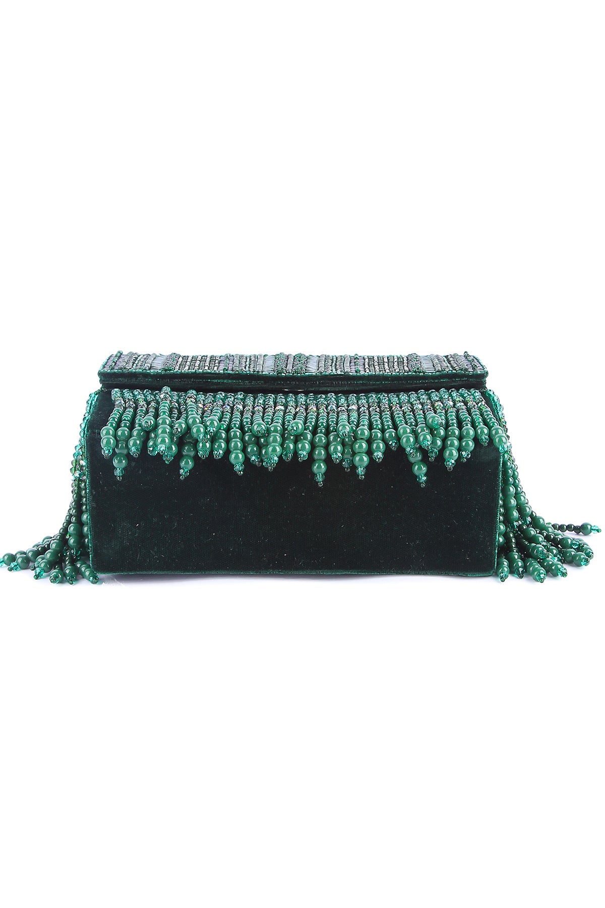 Green Velvet Embroidered Clutch