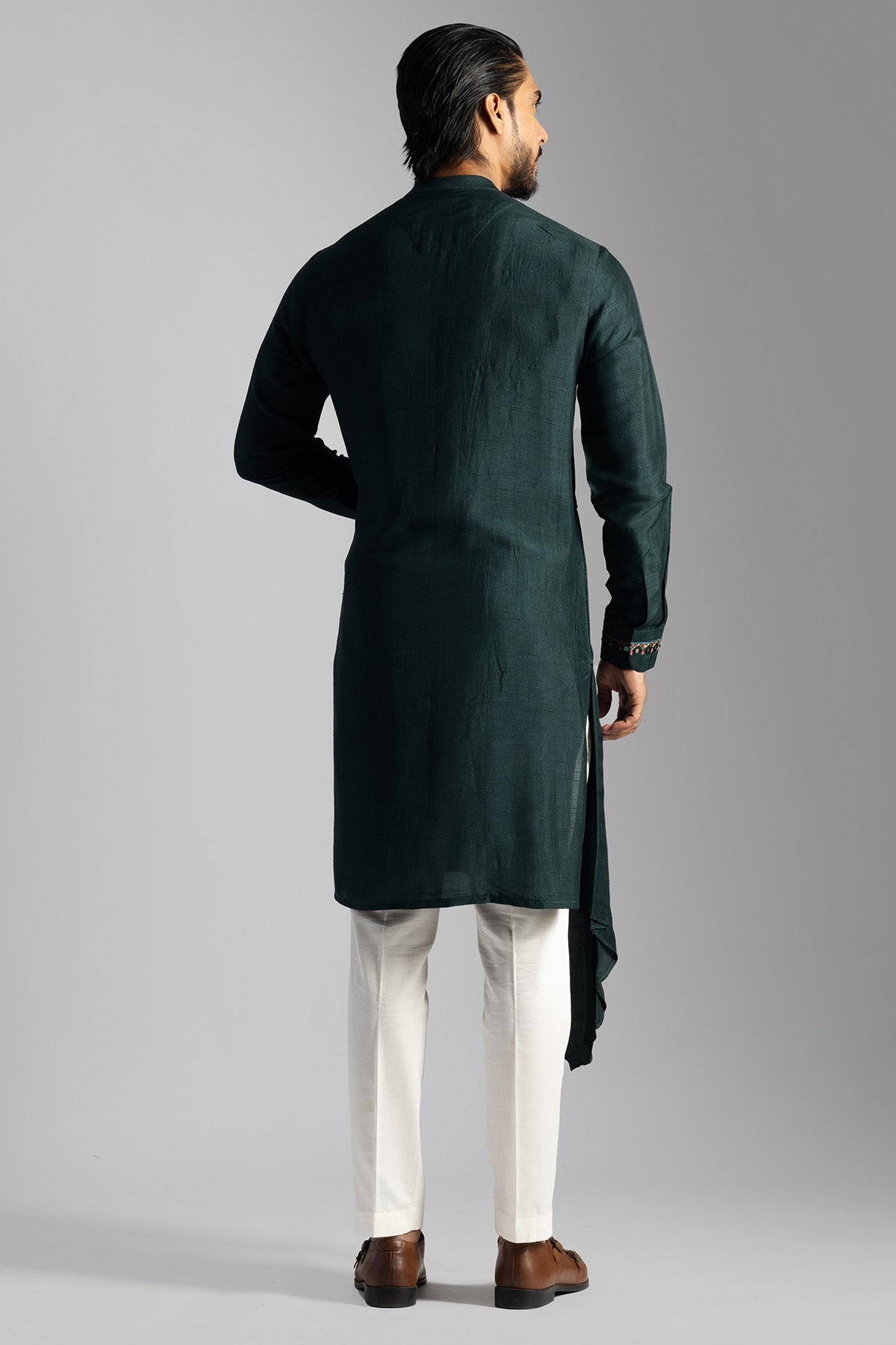 Green Vertical Stitch Kurta Set