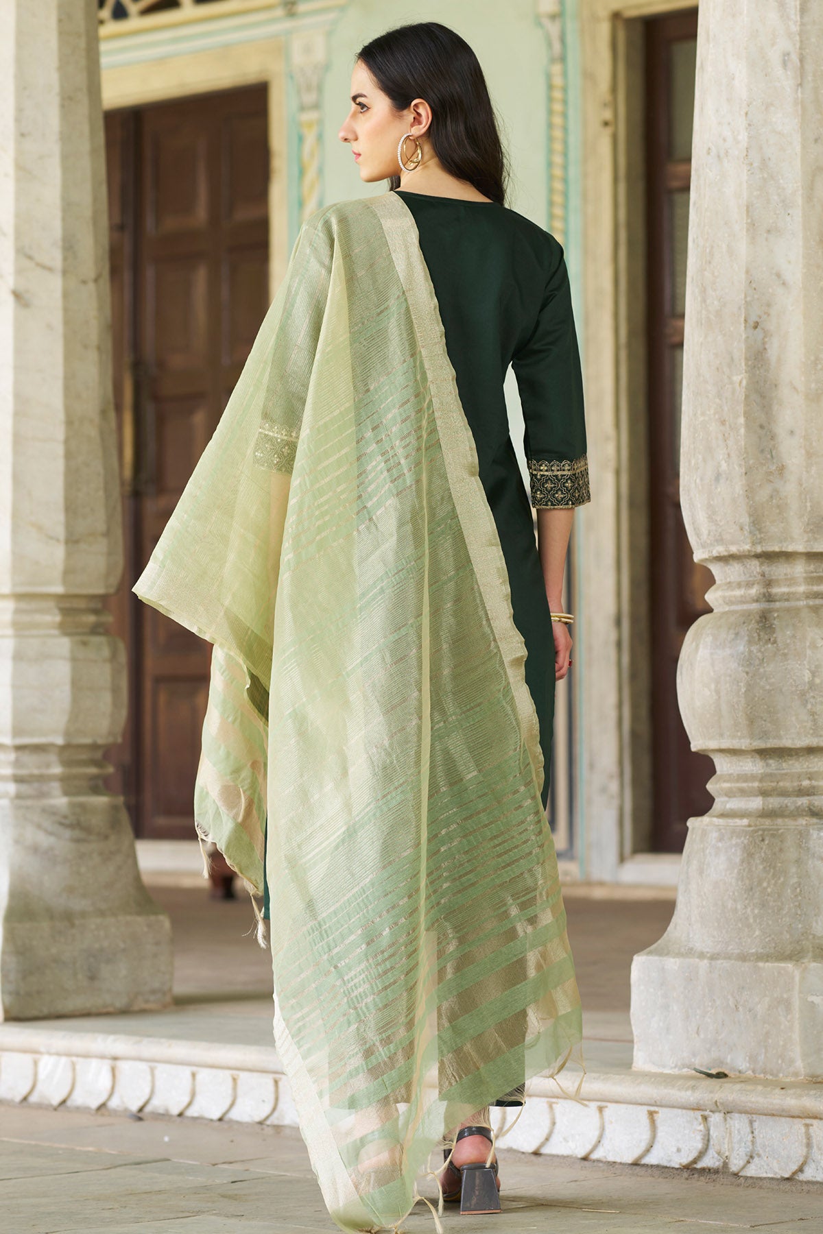 Green Viscose Rayon Kurta Set