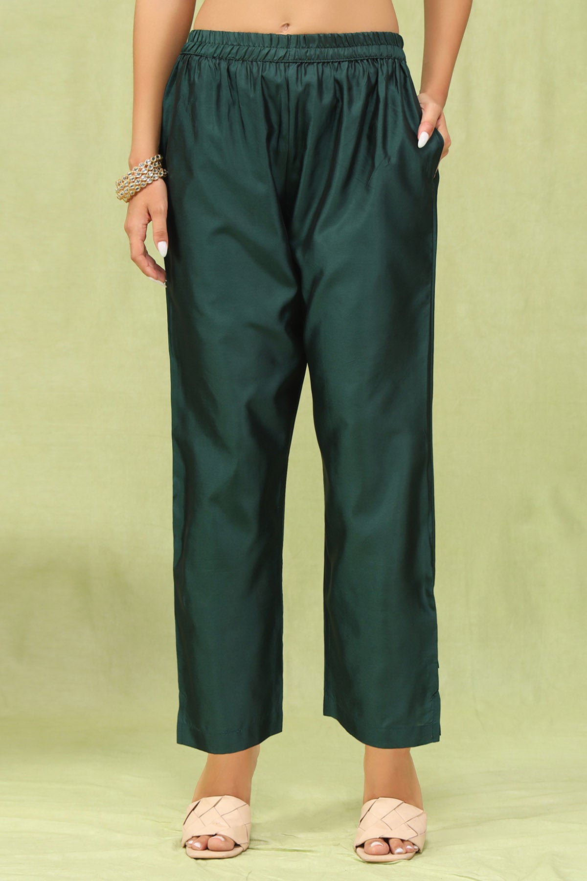 Green Viscose Silk Kurta Set