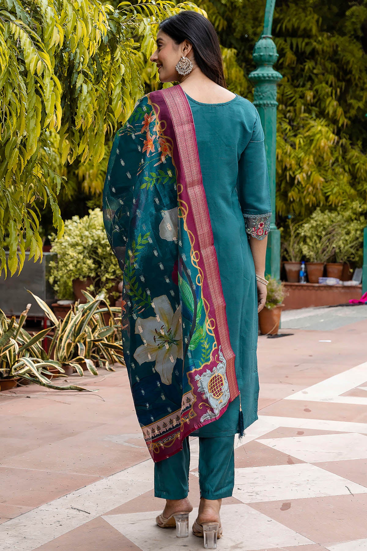 Green Viscose Yoke Kurta Set
