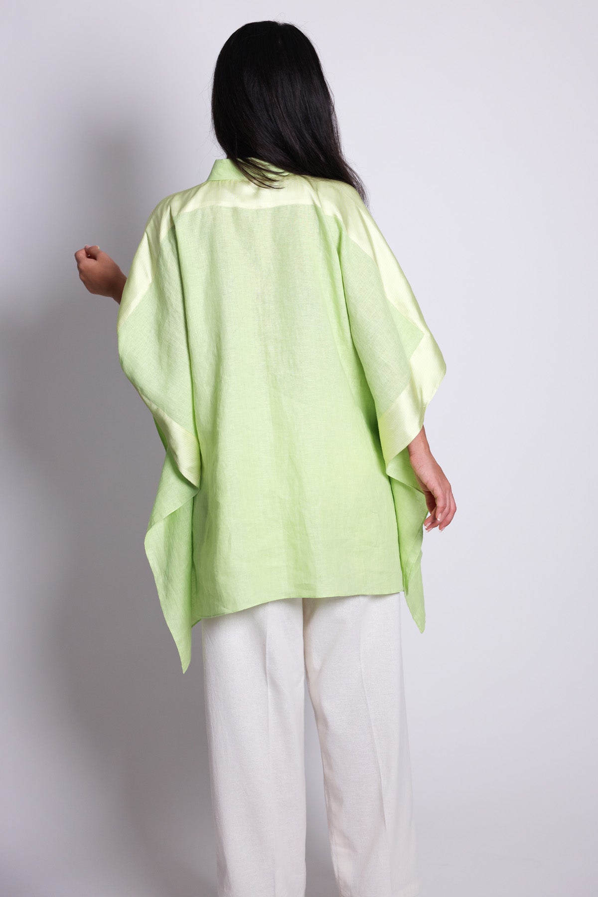 Green & White A-Line Kaftan Set