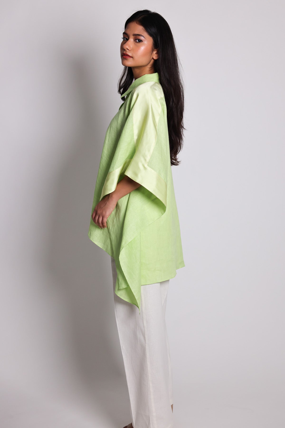 Green & White A-Line Kaftan Set