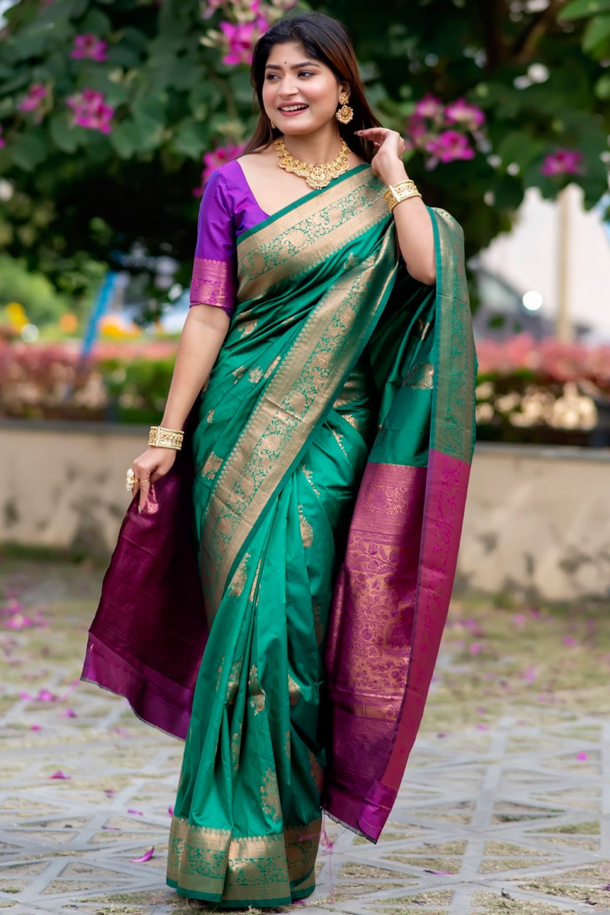 Buy Green & Wine Zari Woven Saree for women by Lili Lala online available at scrollnshops