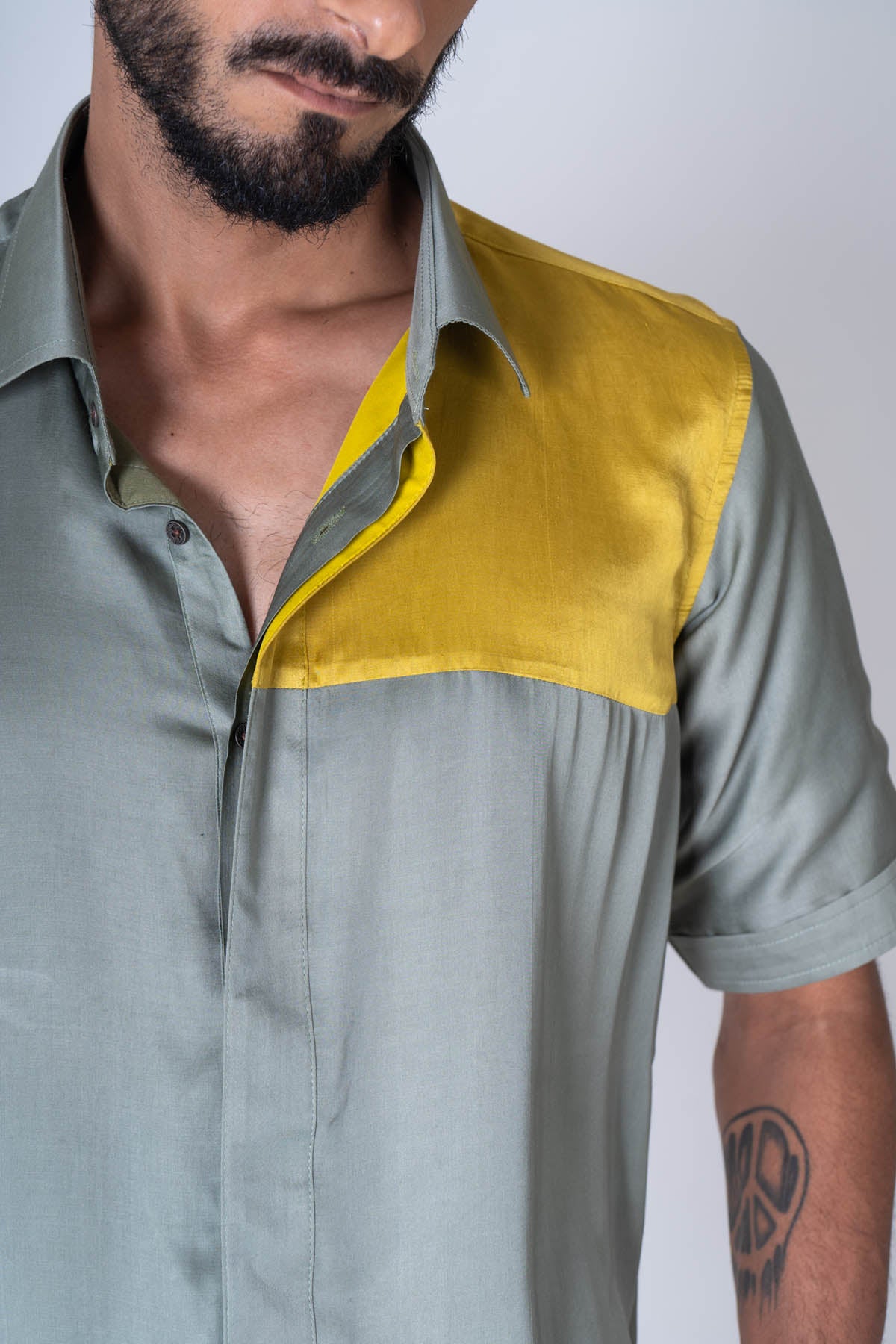 Green & Yellow Colorblock Shirt