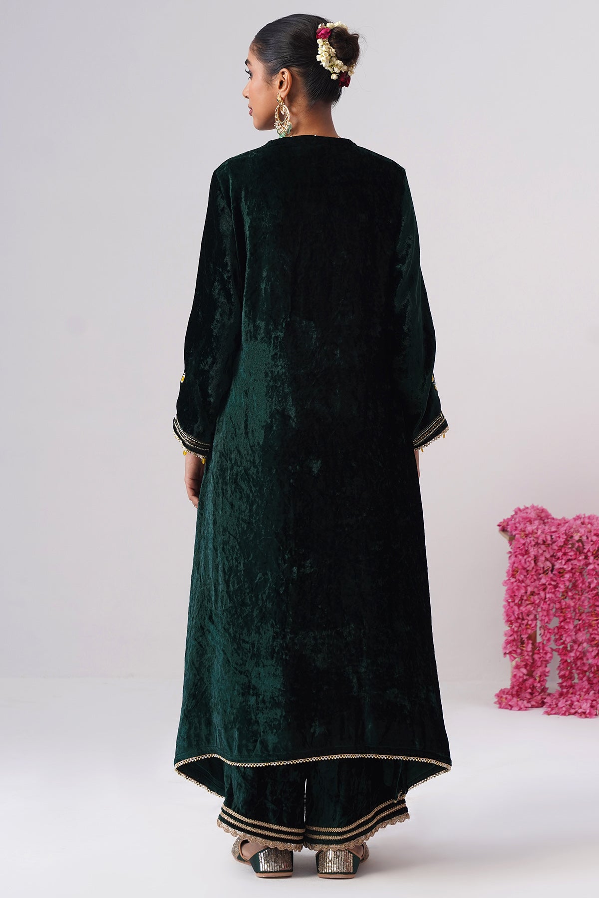 Green Yellow Zardozi Kurta Set