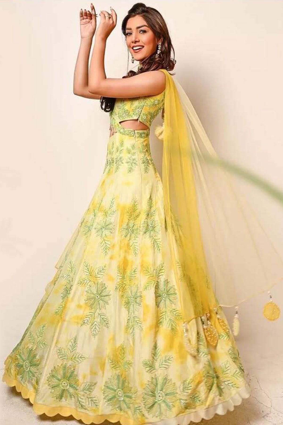 Buy Green & Yellow Zari Anarkali Set by Nitisha Kashyap for women online at ScrollnShops