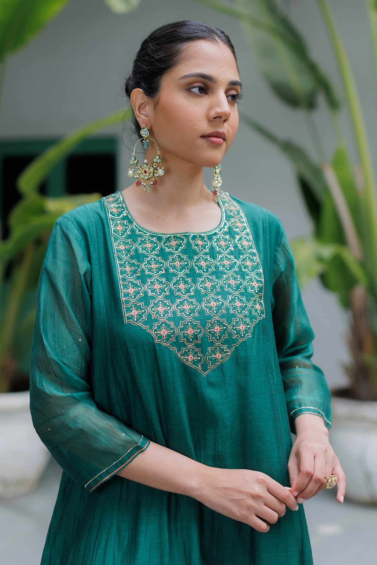 Green Zardosi Work Kurta Set