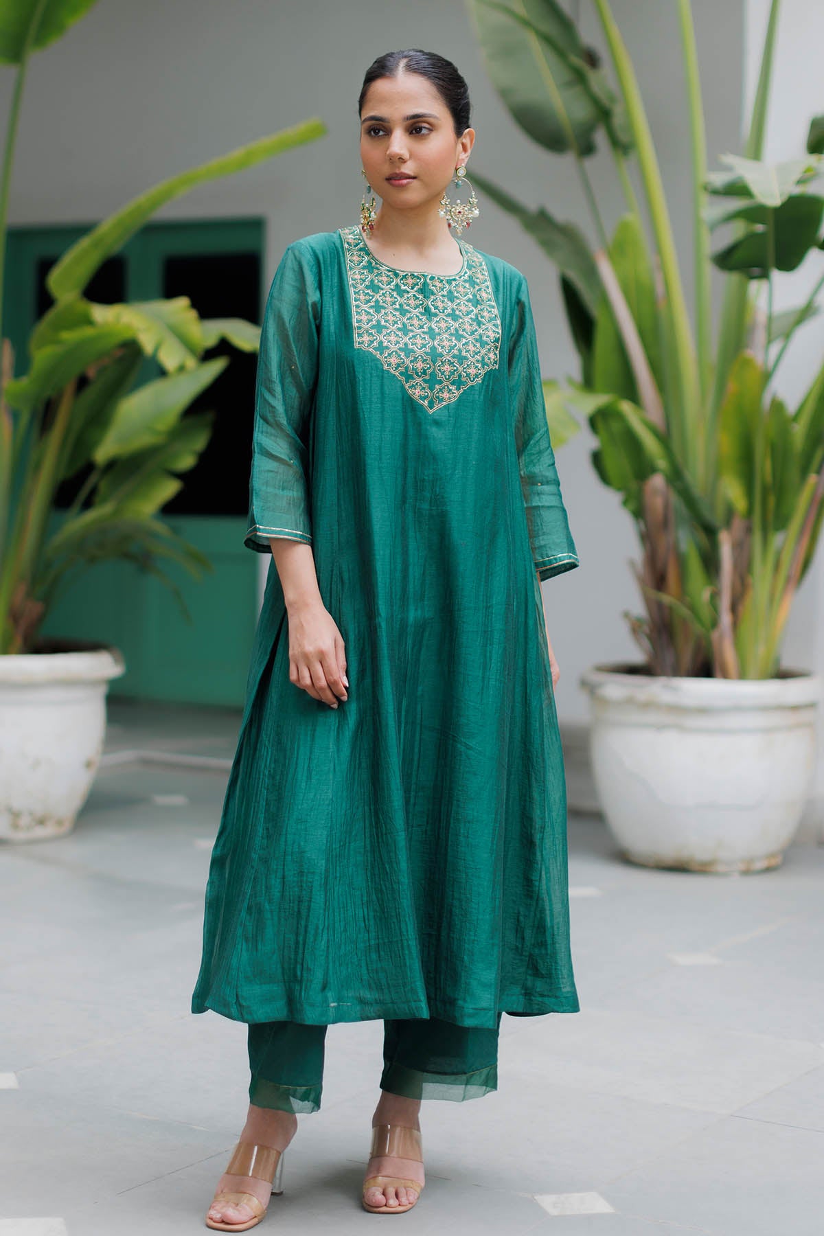 Green Zardosi Work Kurta Set