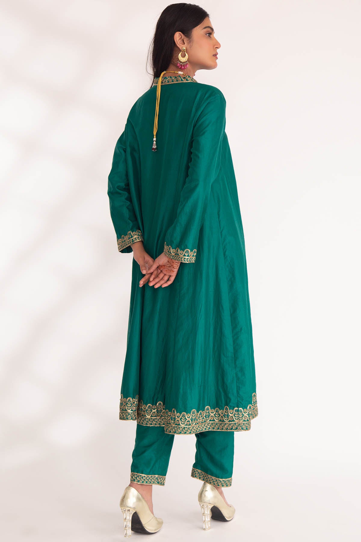 Green Zardozi A-Line Kurta Set
