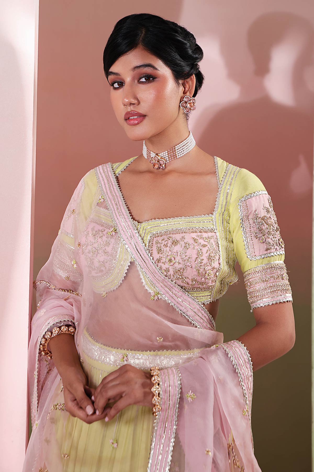 Green Zardozi Beads Lehenga Set