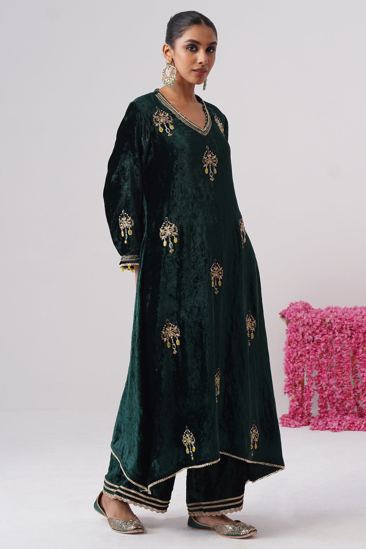 Green Zardozi Kurta And Pants