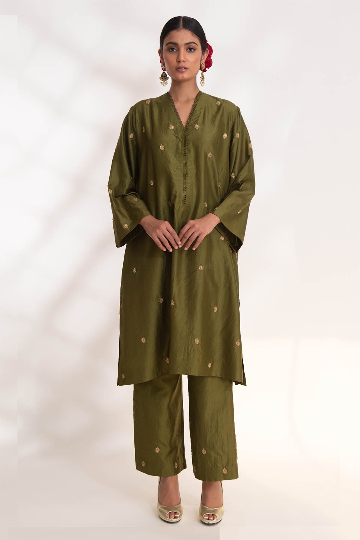 Chhaya Mehrotra Green Zardozi Kurta & Pants for women online at ScrollnShops