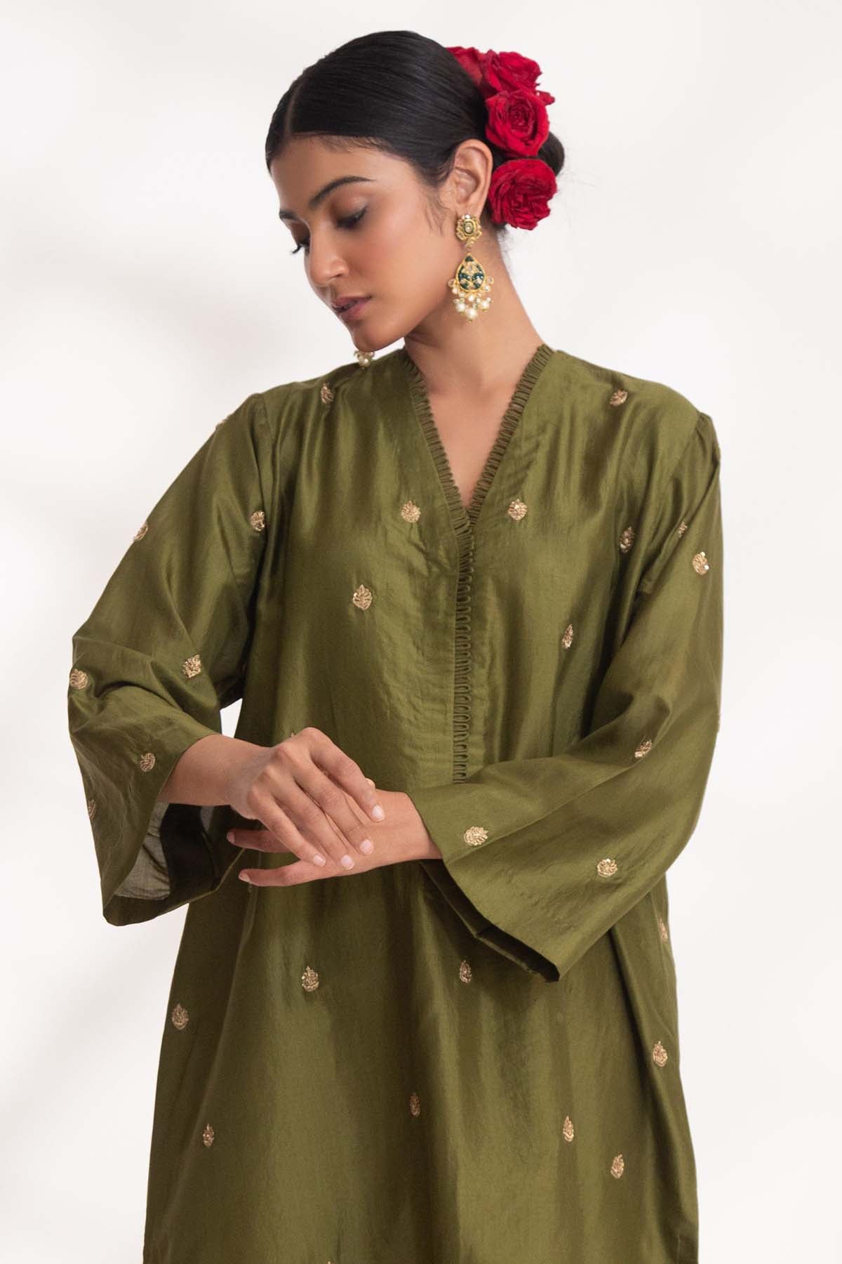 Green Zardozi Kurta & Pants