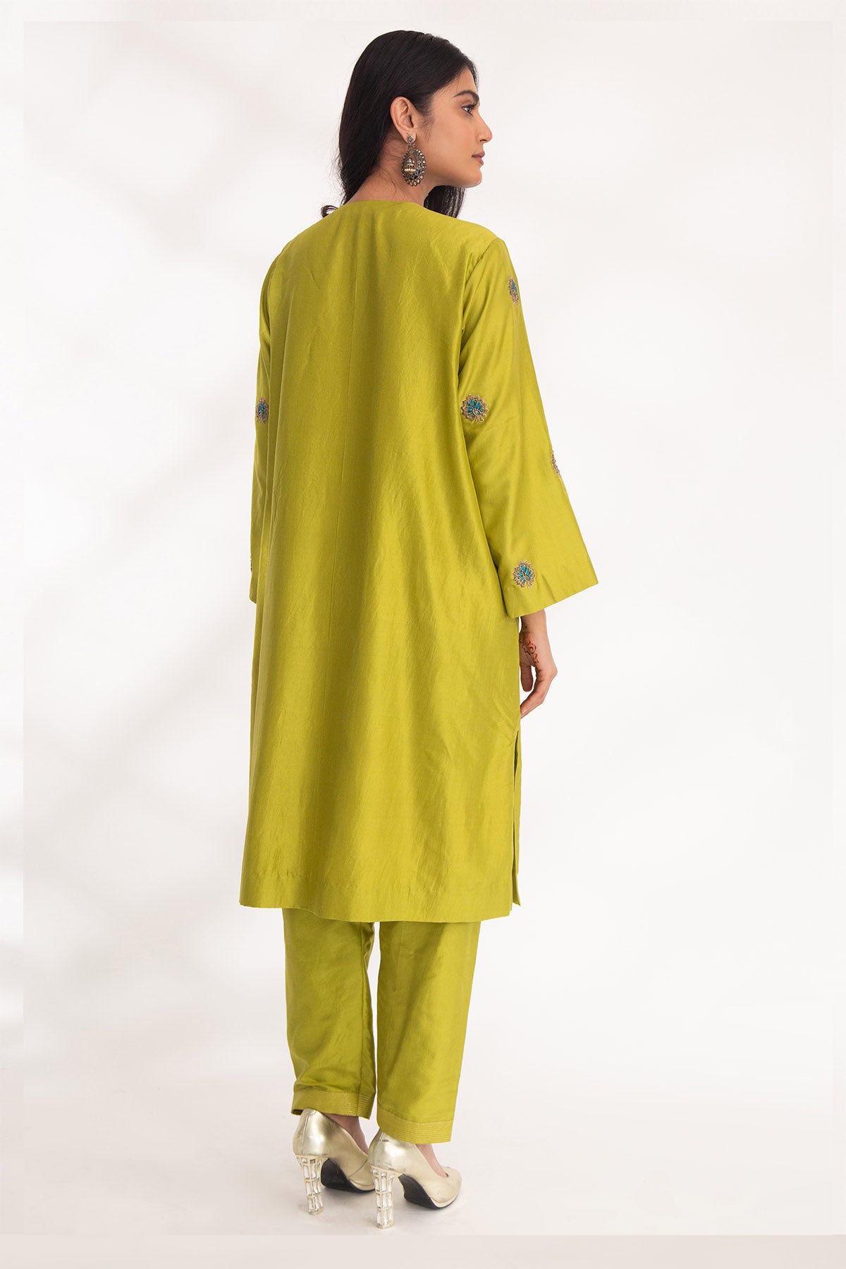 Green Zardozi Motifs Kurta Set