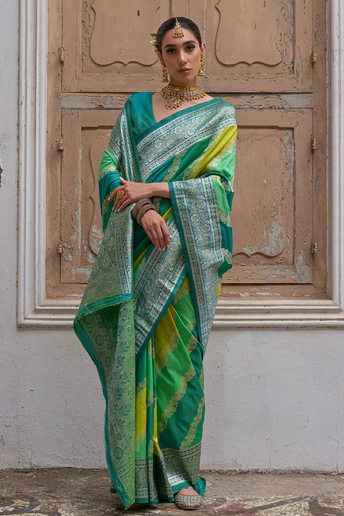 Green Zari Banarasi Silk Saree