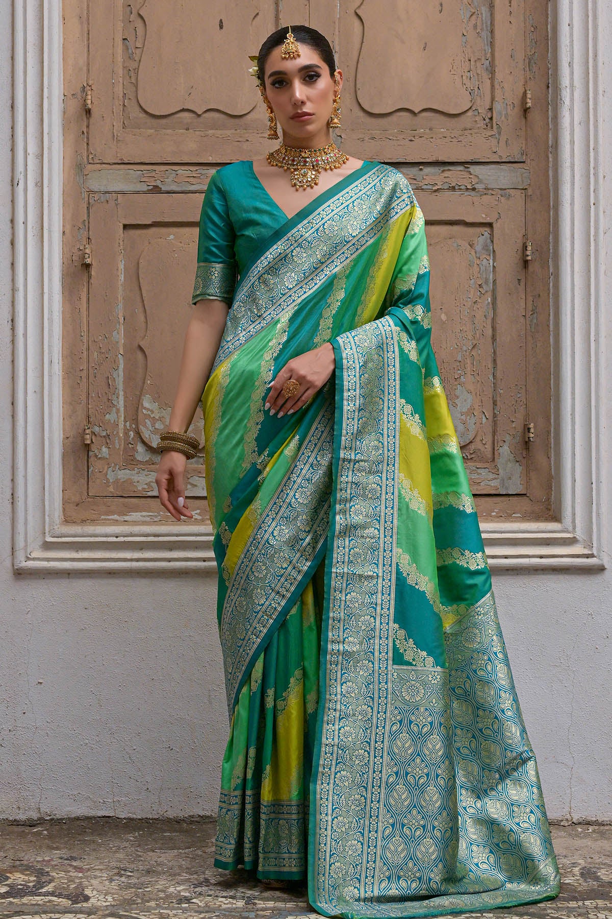 Green Zari Banarasi Silk Saree
