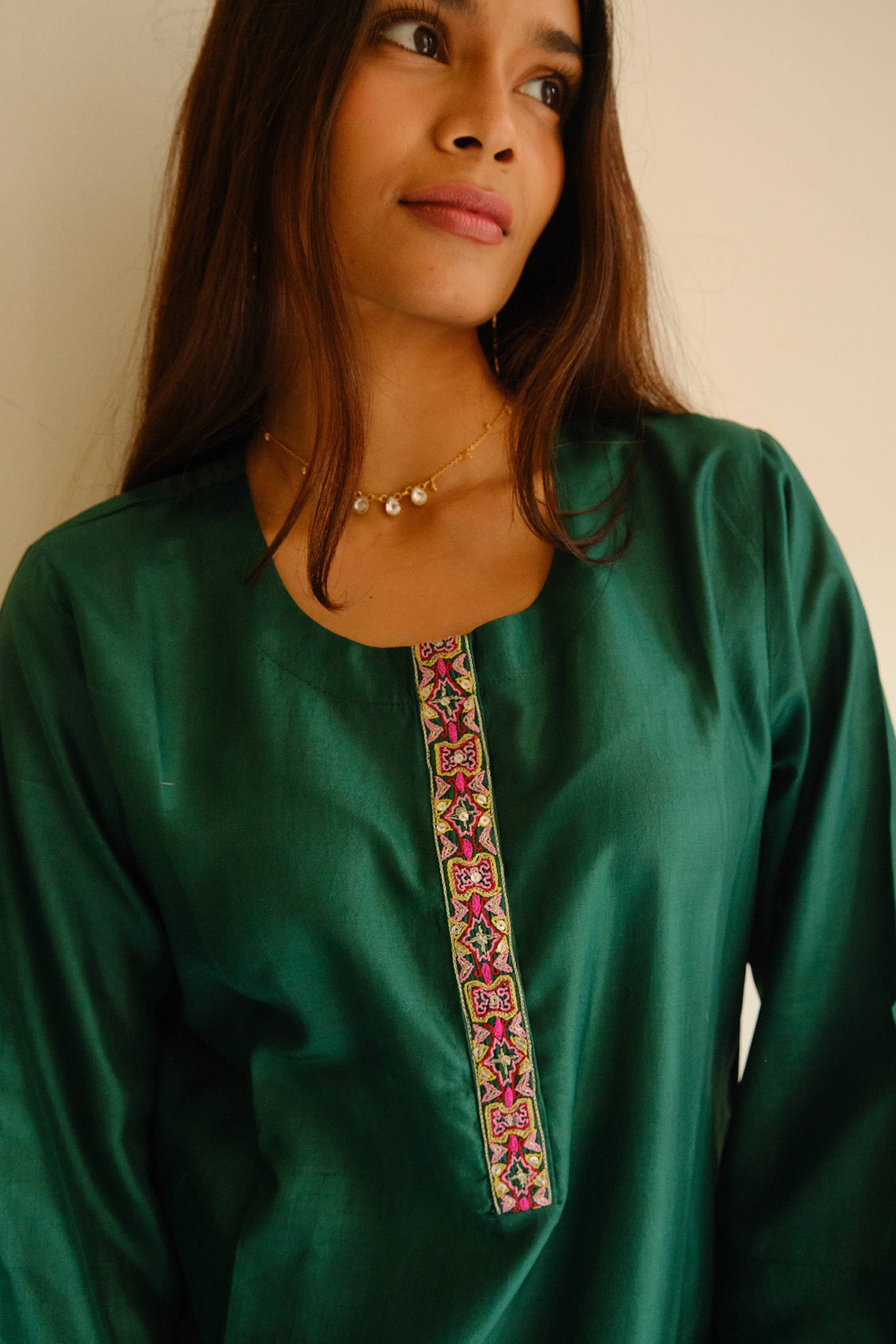 Green Zari Embroidery Kurta Set