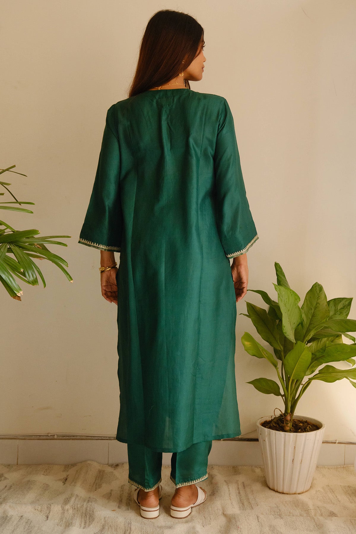 Green Zari Embroidery Kurta Set