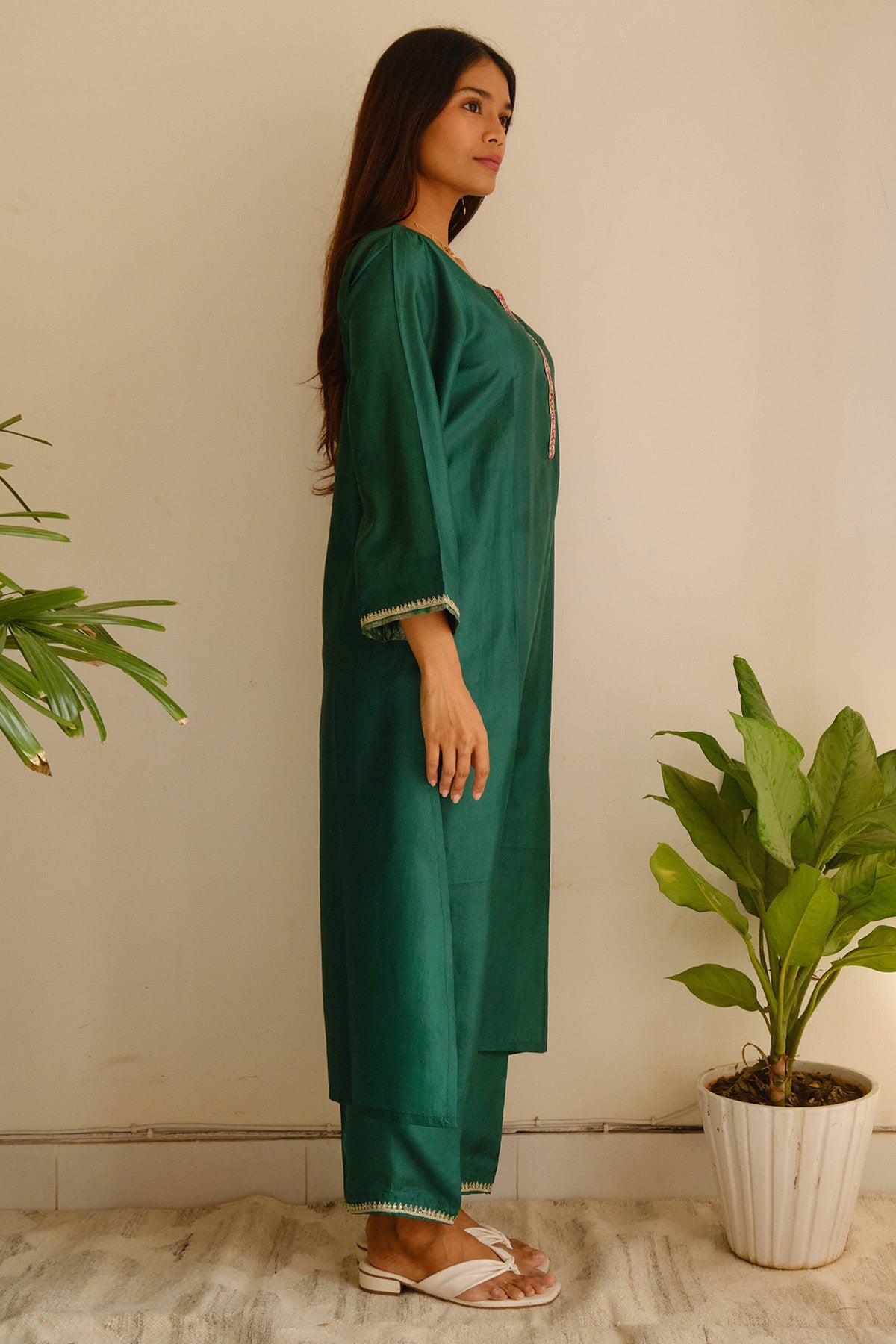 Green Zari Embroidery Kurta Set
