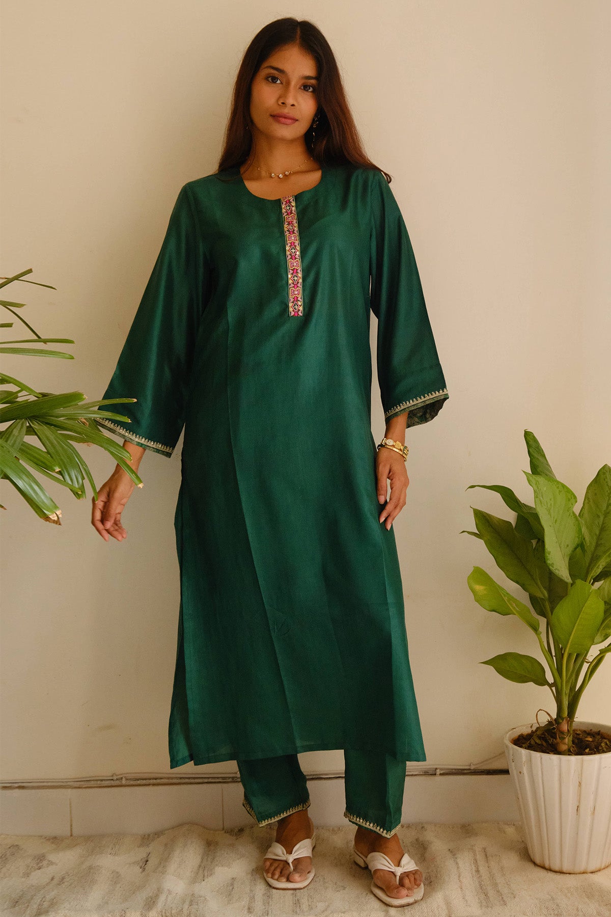 Green Zari Embroidery Kurta Set