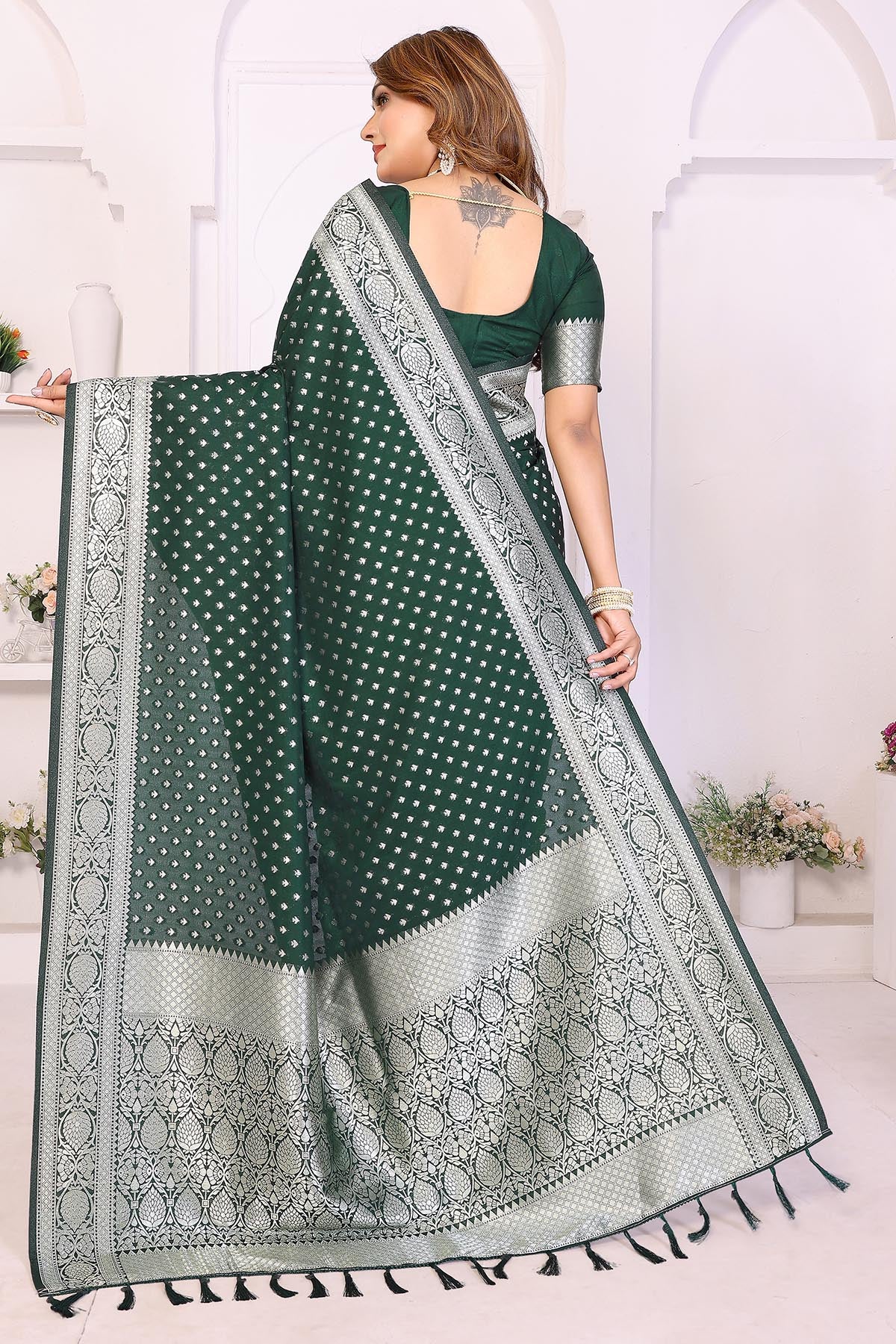 Green Zari Weaving Fancy Saree