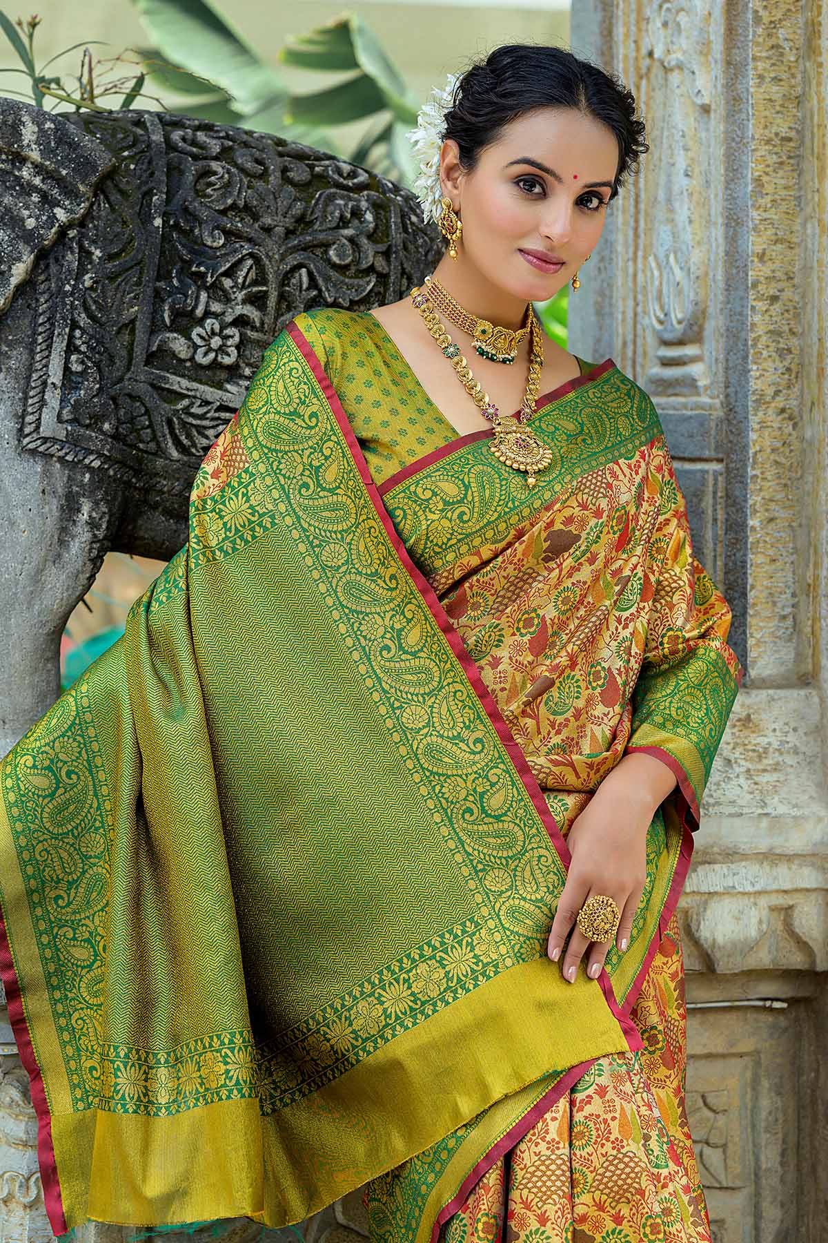 Green Zari Woven Design Saree