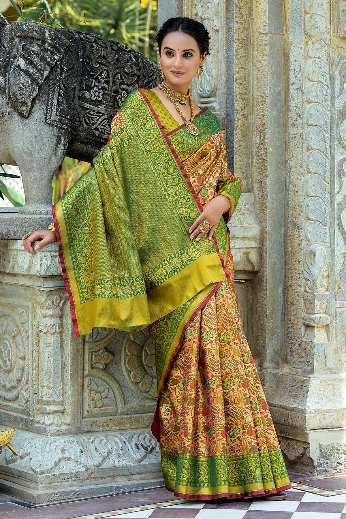 Green Zari Woven Design Saree