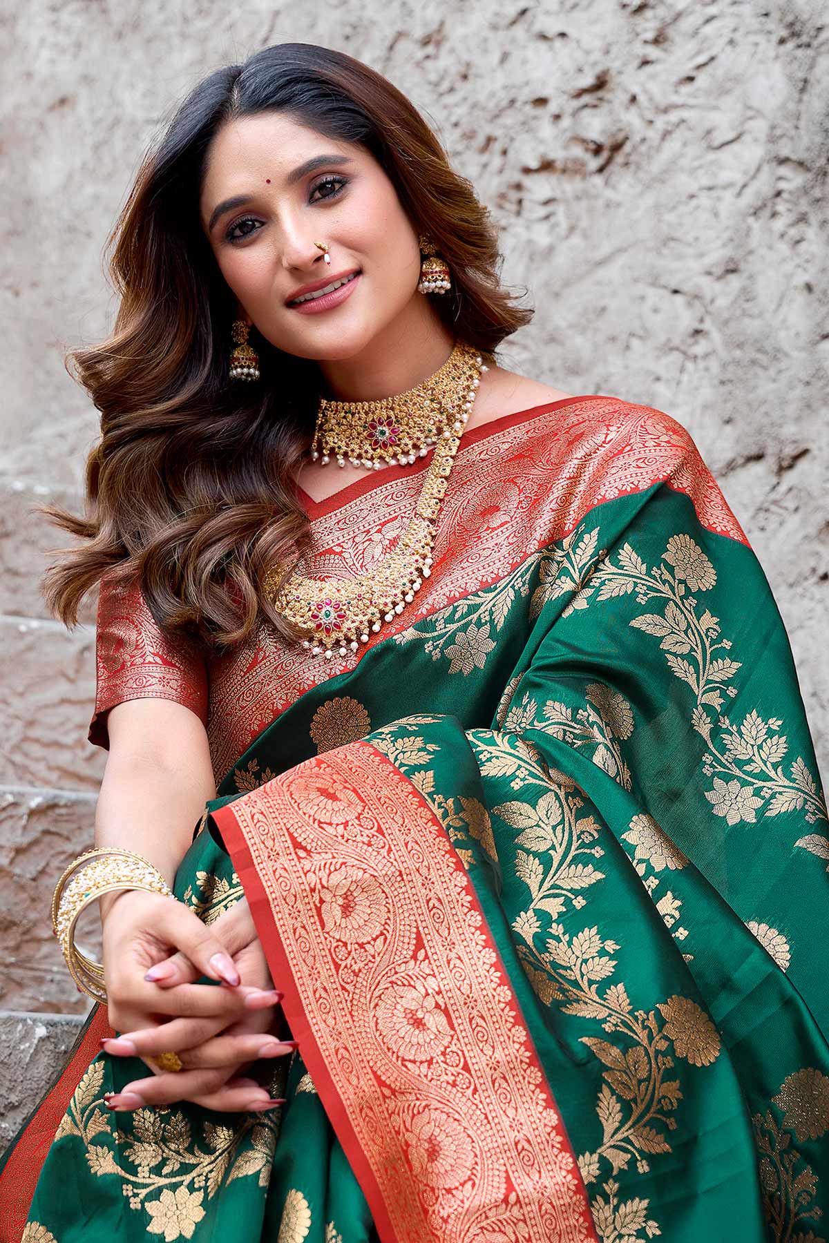 Green Zari Woven Weave Saree