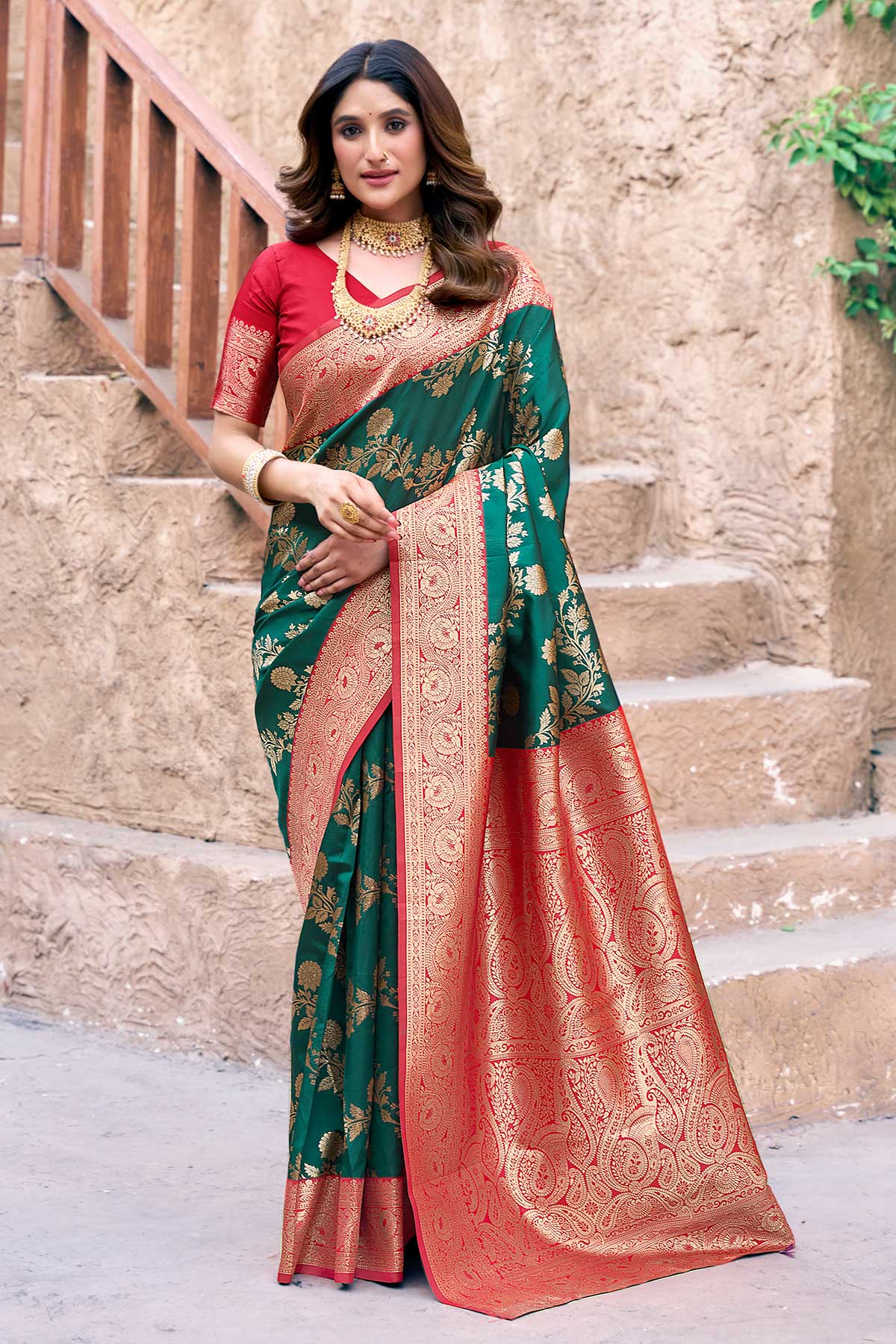 Buy Green Zari Woven Weave Saree for women by Jyoti Fashion online available at scrollnshops
