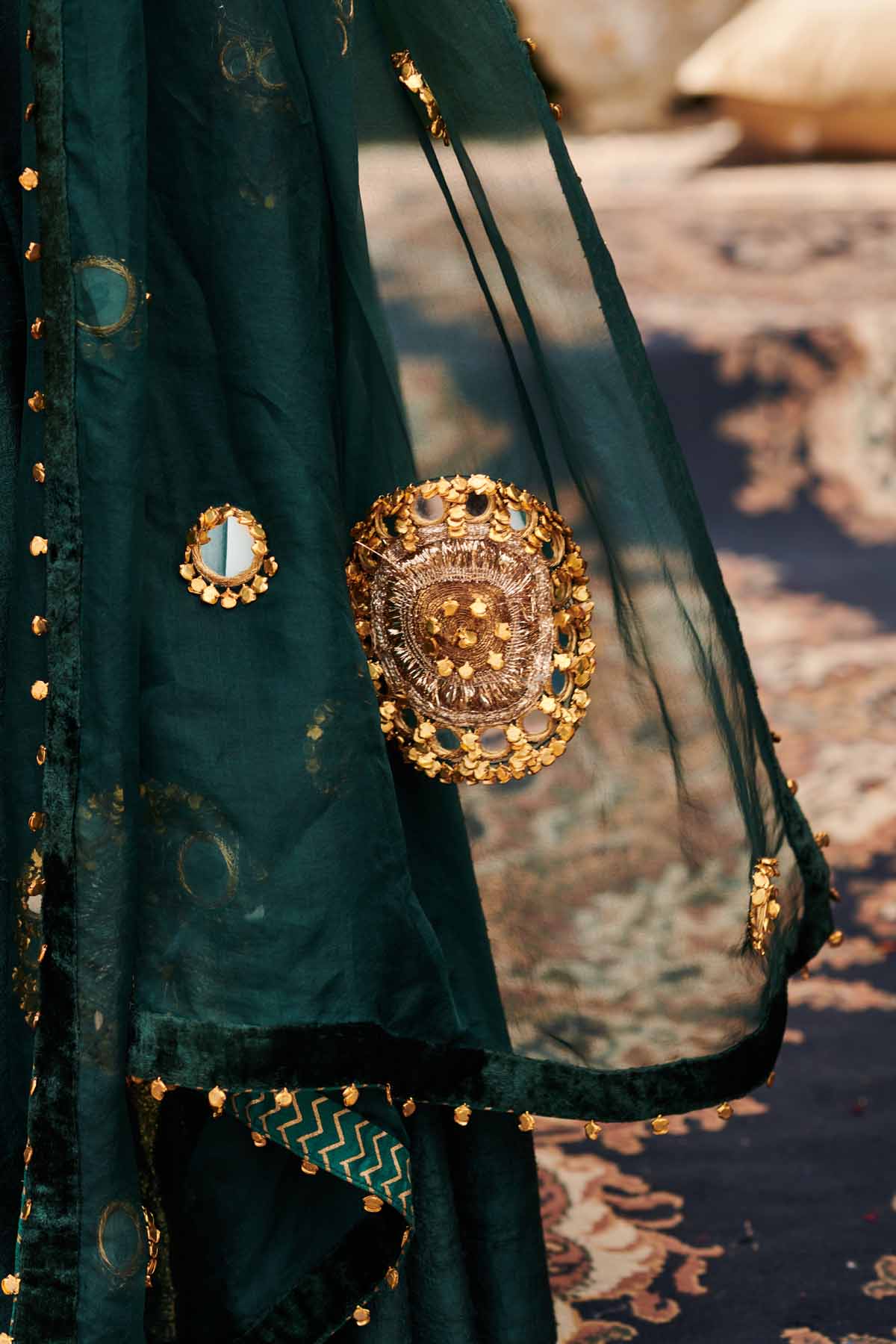 Green Zero Neck Lehenga Set