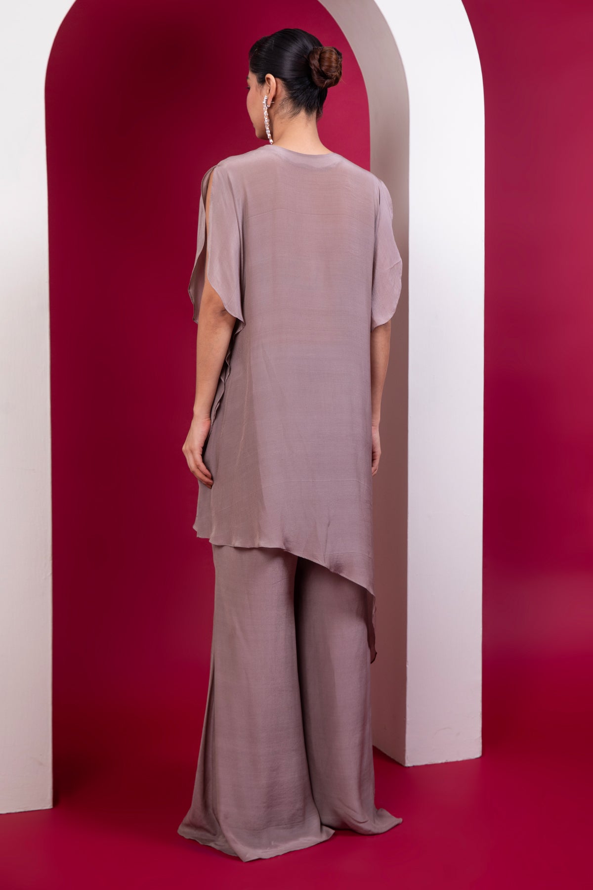 Greige Asymmetrical Kaftan Set