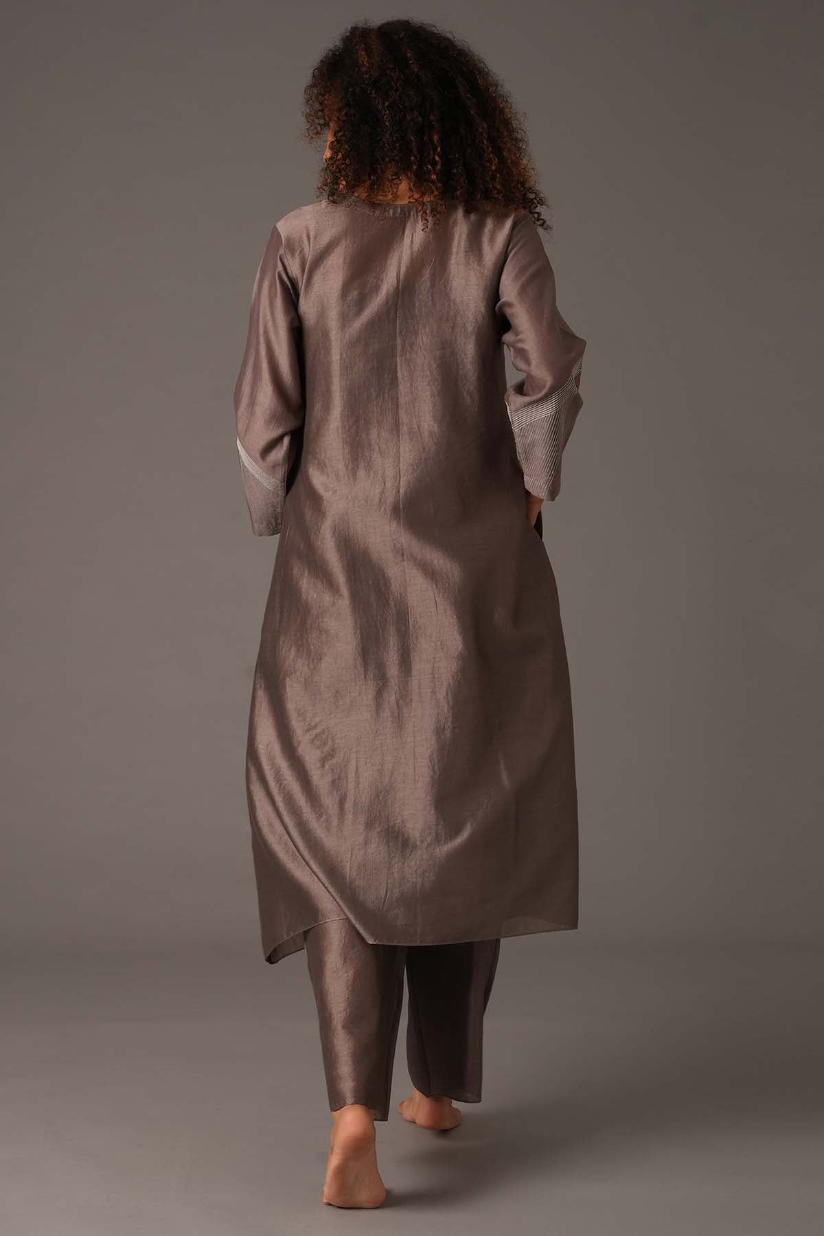 Greige Embroidered Kurta Set