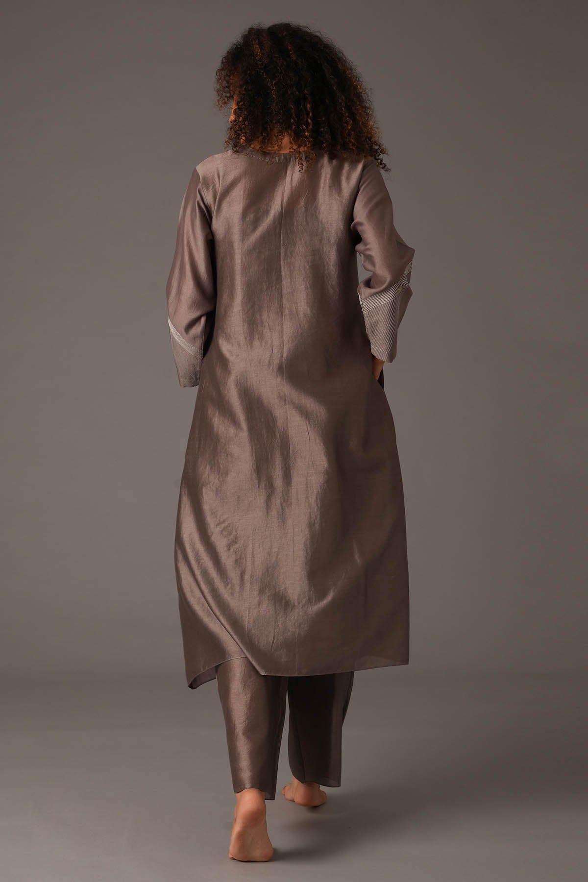 Greige Chanderi Silk Kurta Set